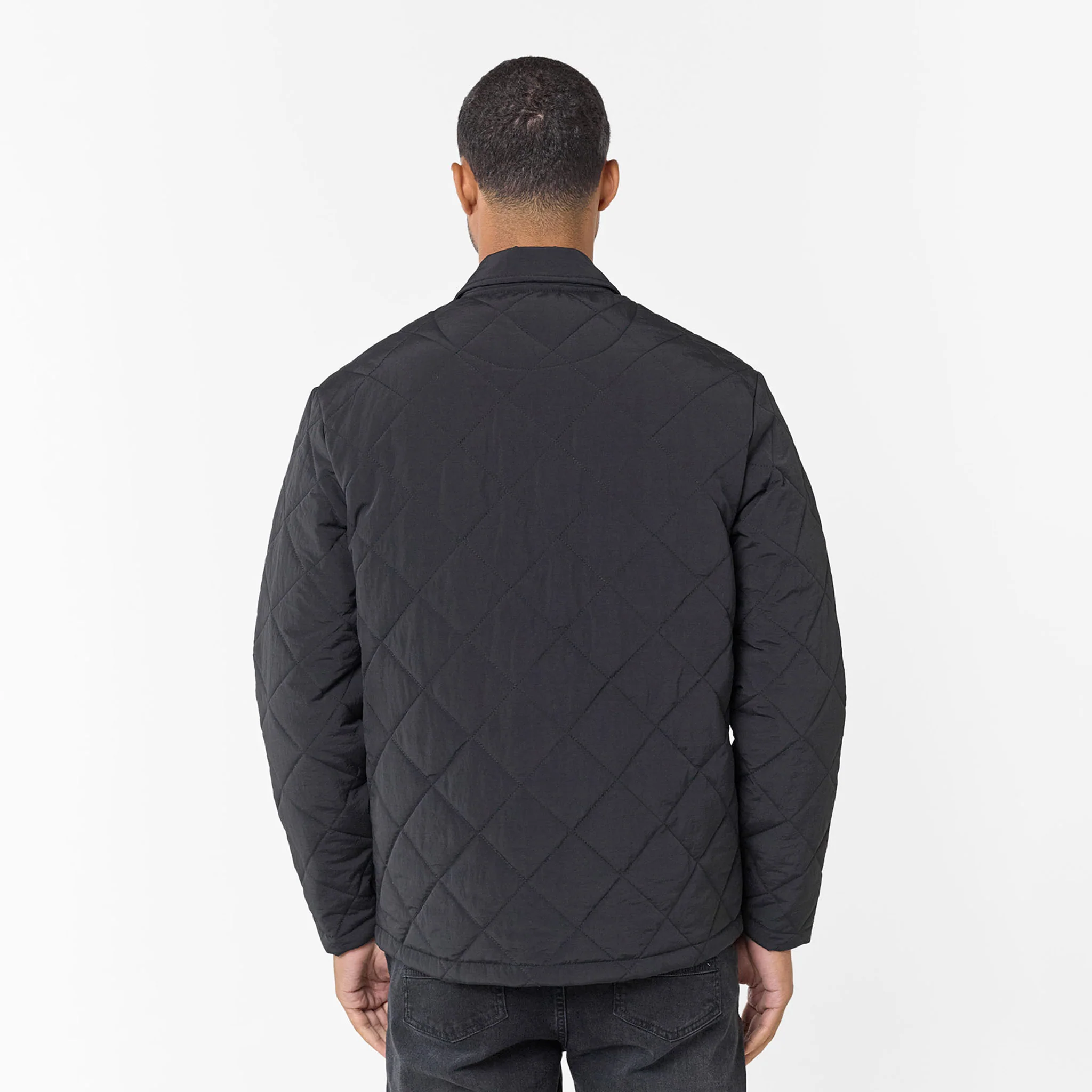 Quilted Overshirt Jacket | Black - Image 9
