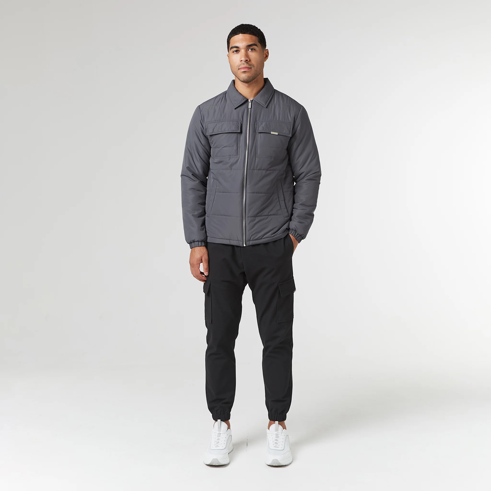 Quilted Overshirt Jacket | Charcoal - Image 7