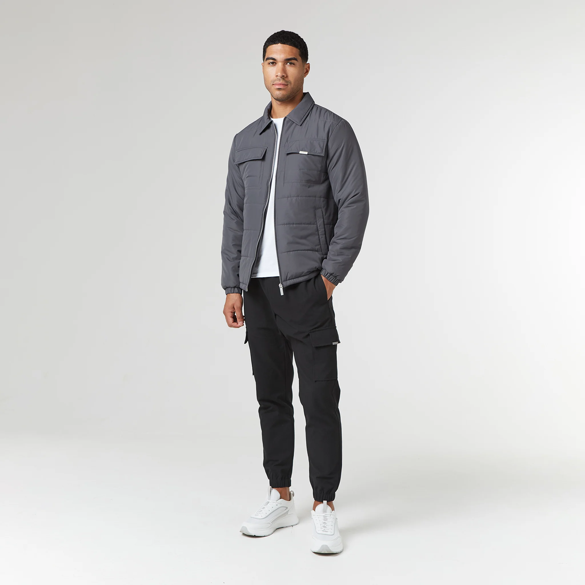 Quilted Overshirt Jacket | Charcoal - Image 9