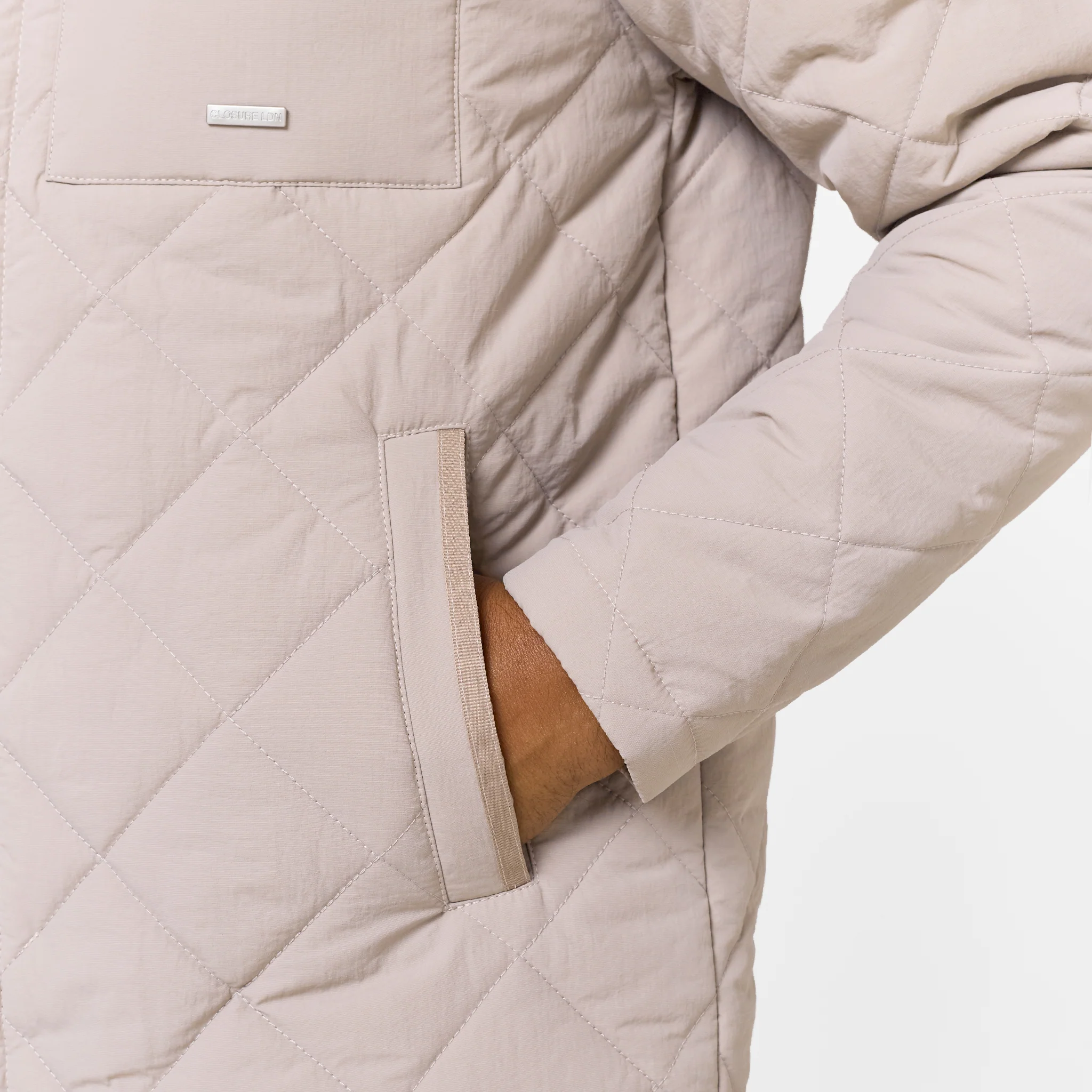 Quilted Overshirt Jacket | Stone - Image 6