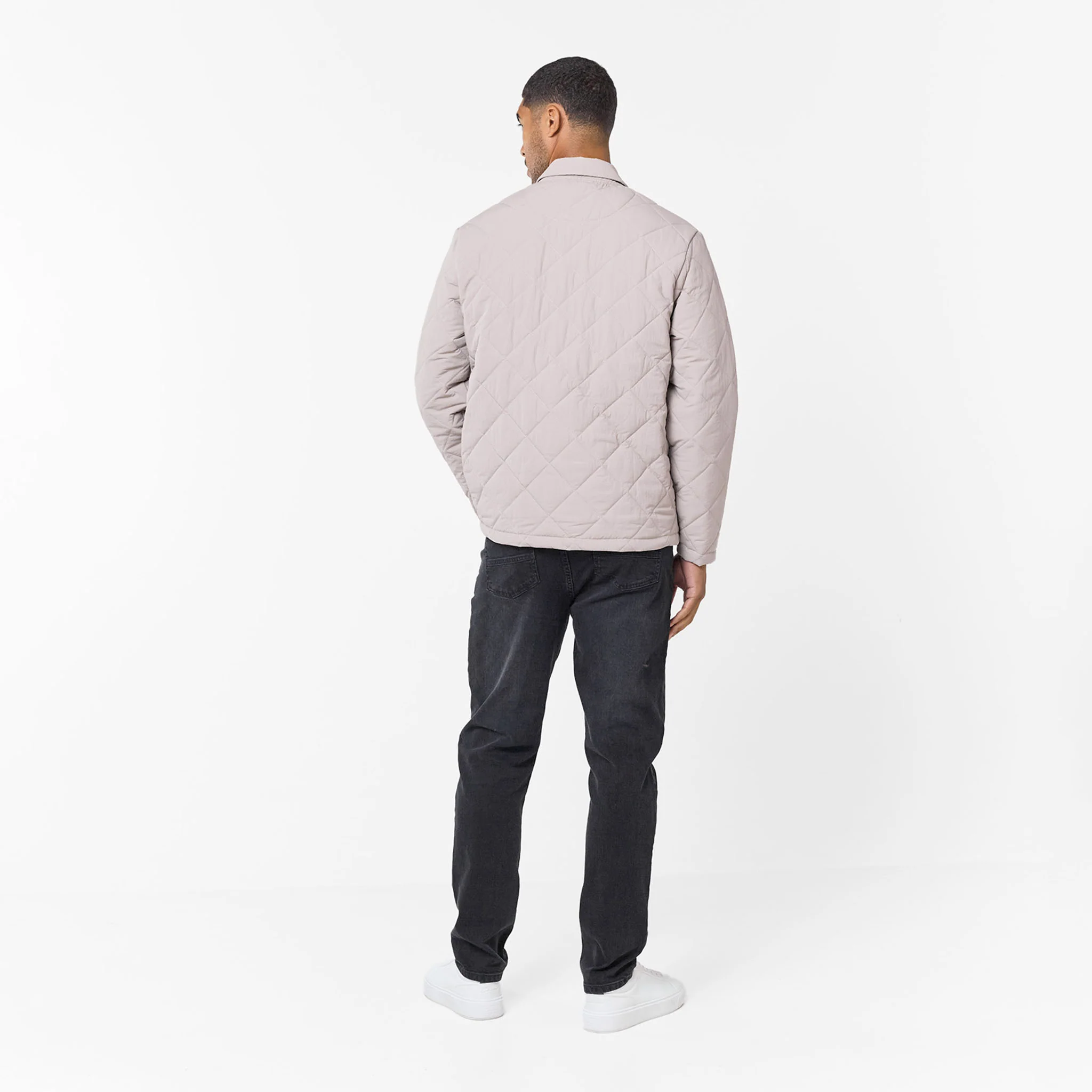 Quilted Overshirt Jacket | Stone - Image 8