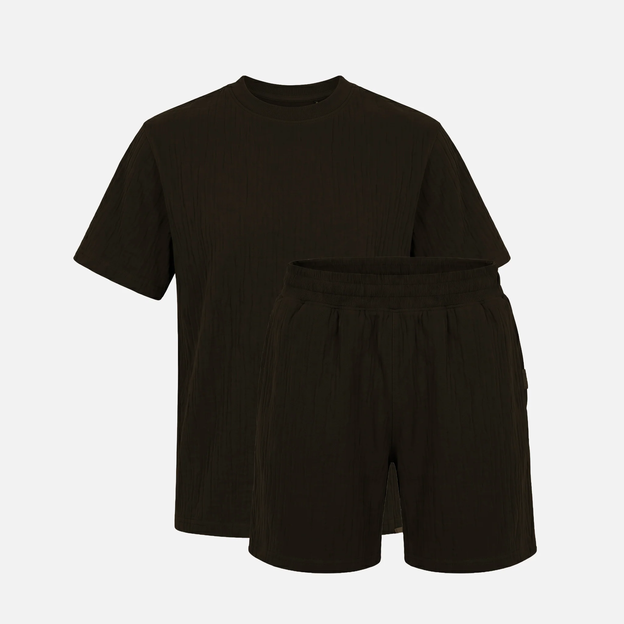 Relaxed Crinkle Twinset | Black - Image 14