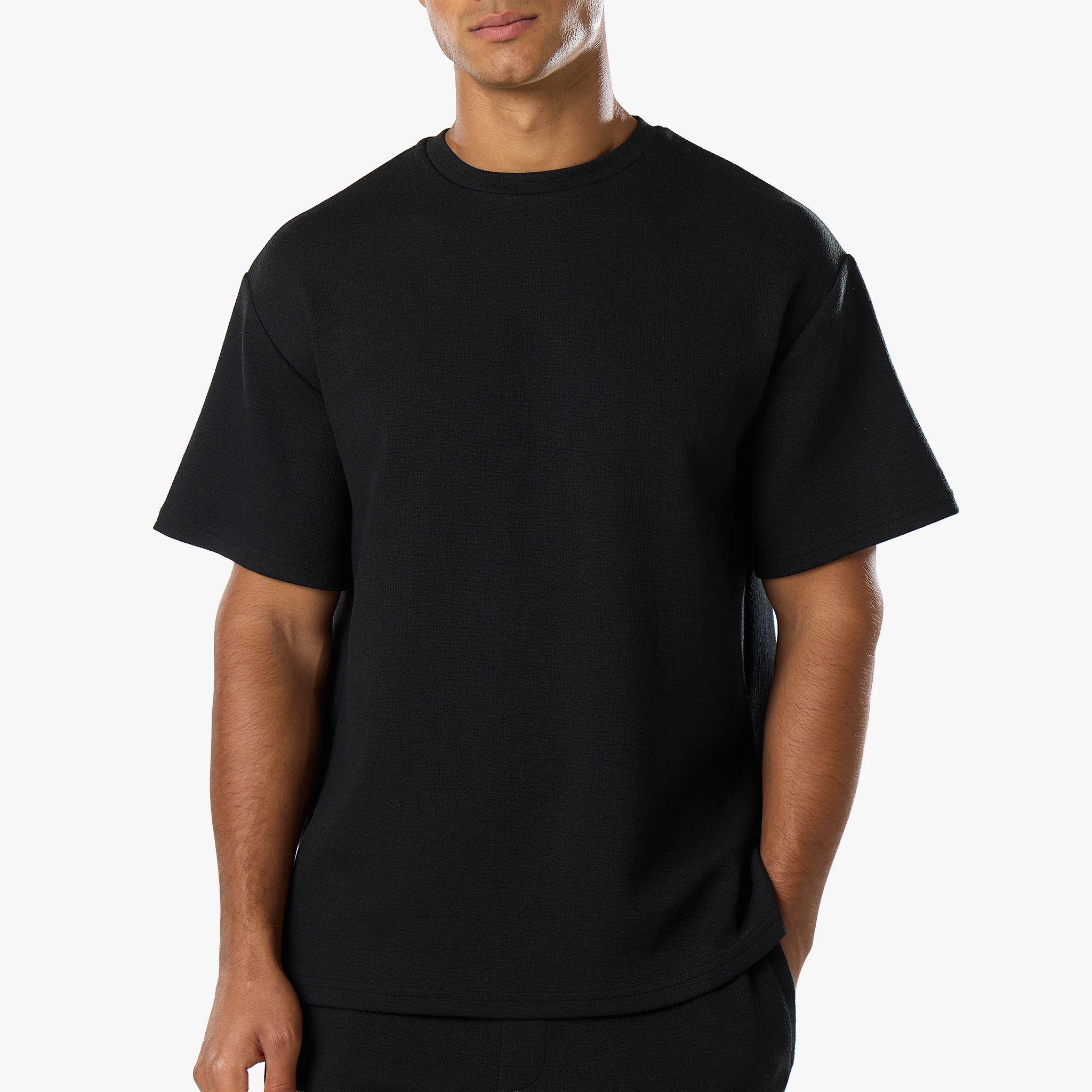 Relaxed Crinkle Twinset | Black - Image 3