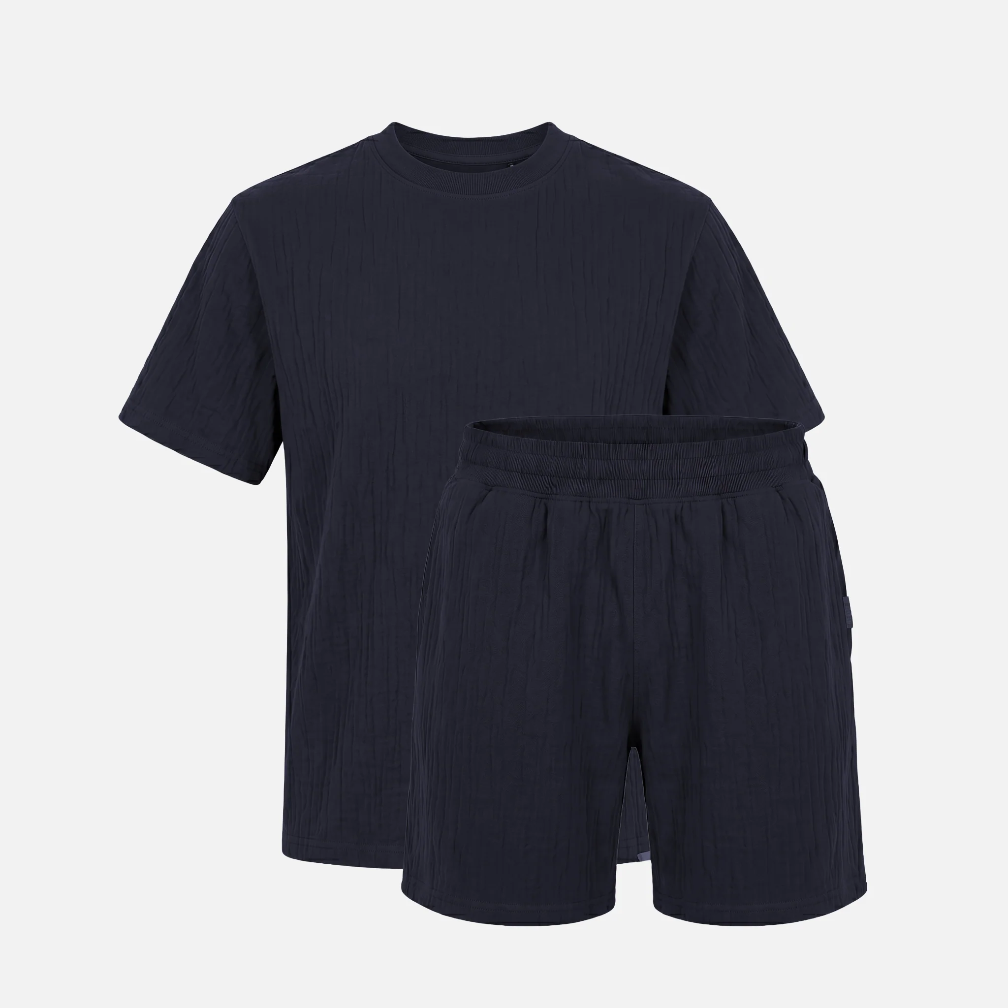 Relaxed Crinkle Twinset | Navy - Image 10