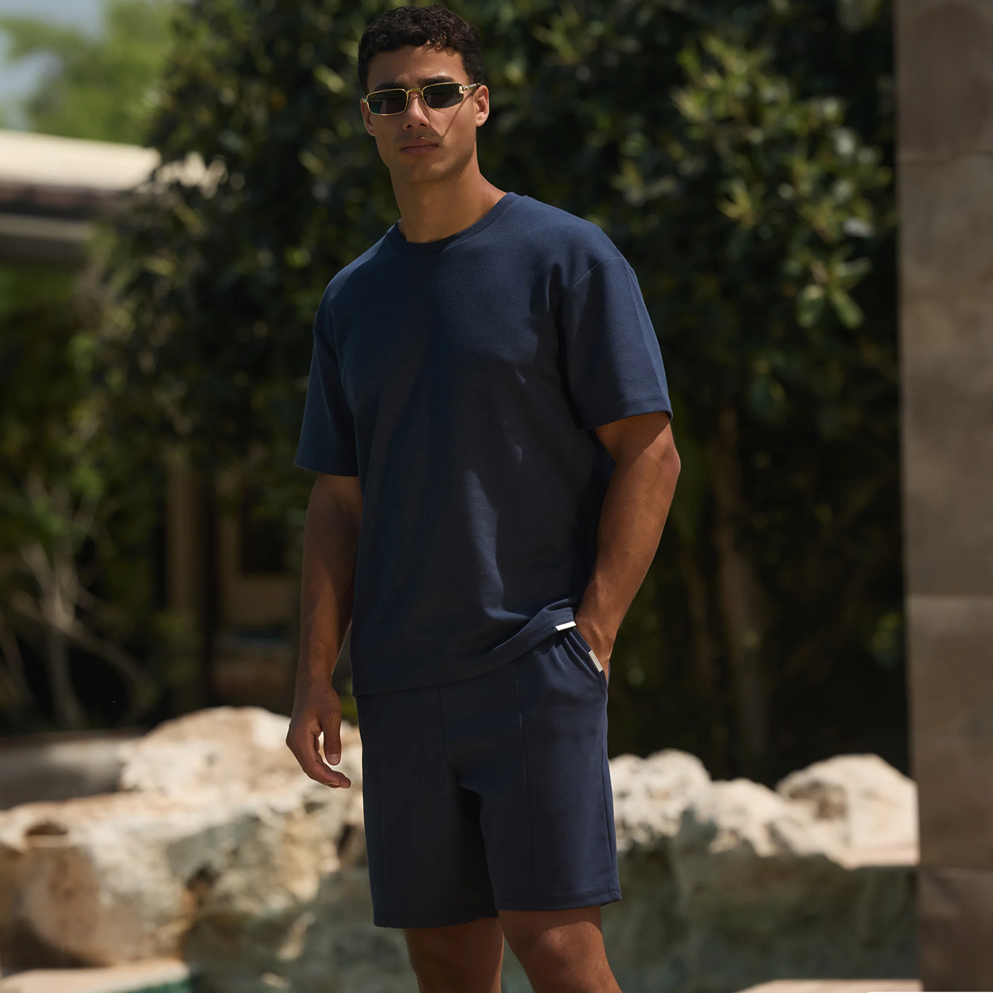 Relaxed Crinkle Twinset | Navy - Image 2