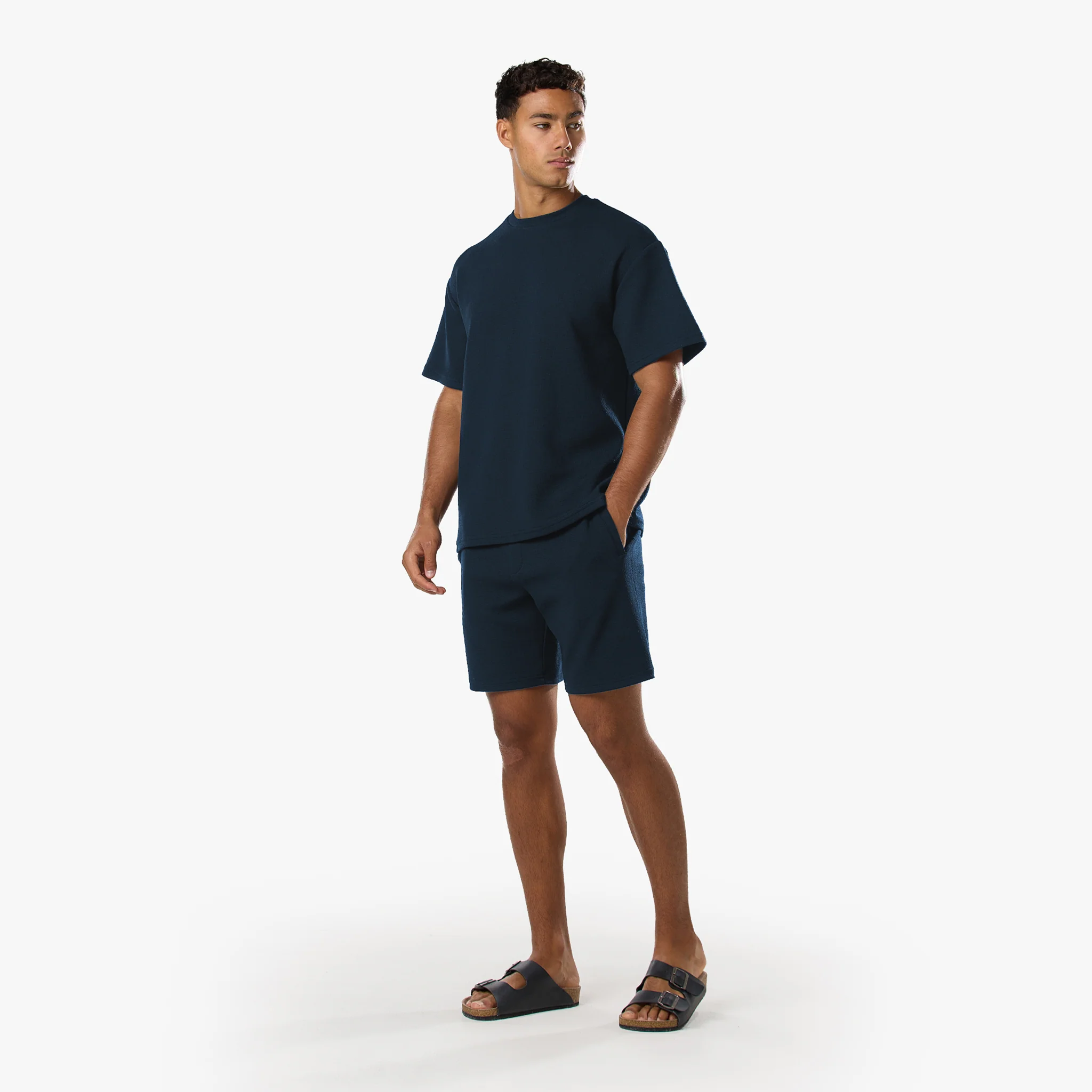 Relaxed Crinkle Twinset | Navy - Image 3
