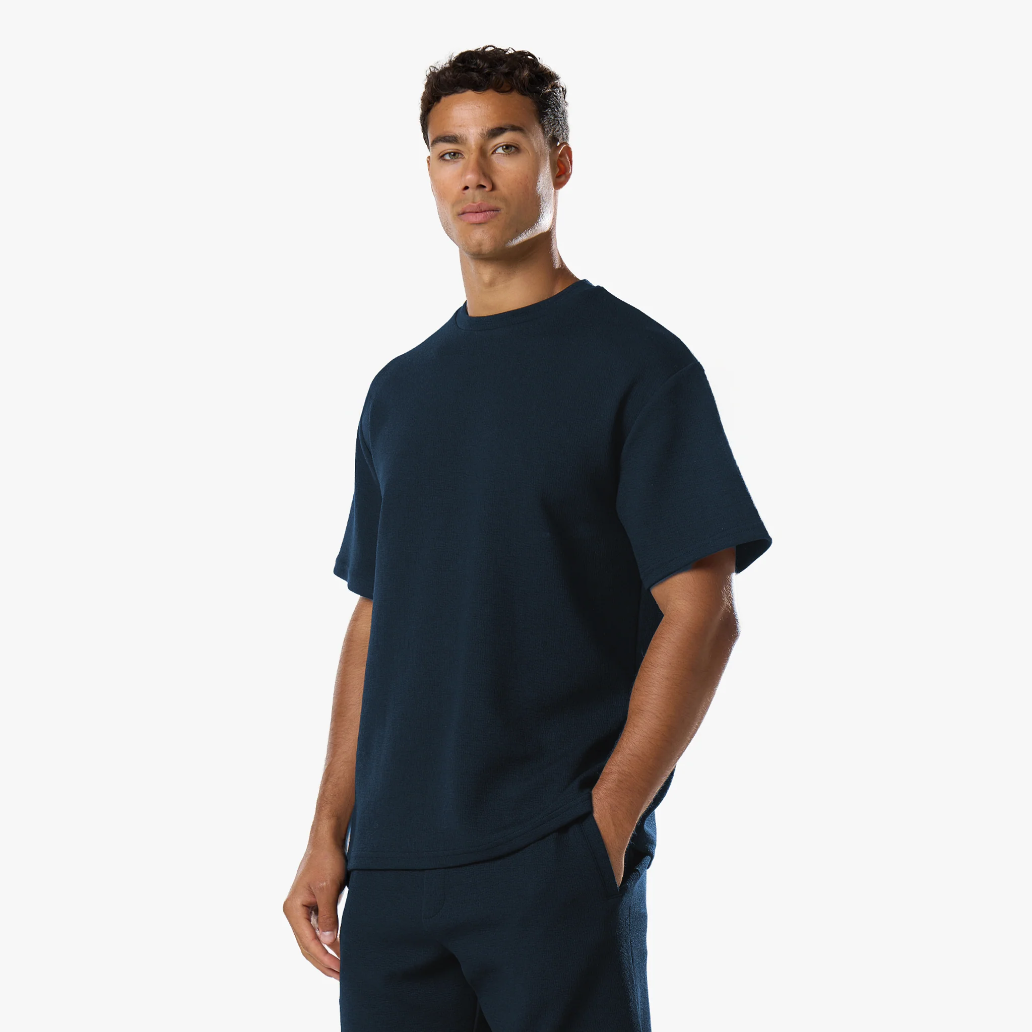 Relaxed Crinkle Twinset | Navy - Image 4