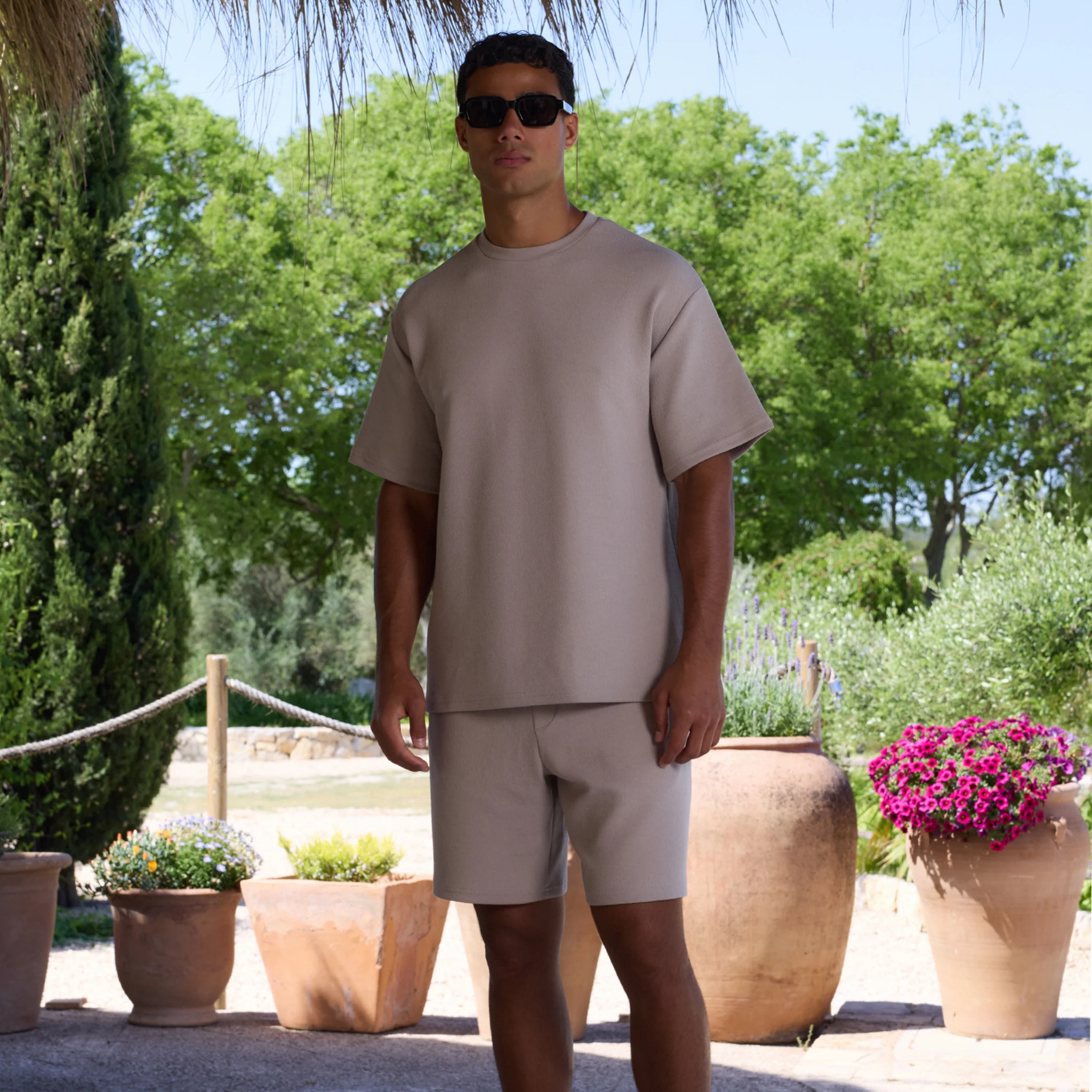 Relaxed Crinkle Twinset | Stone - Image 2