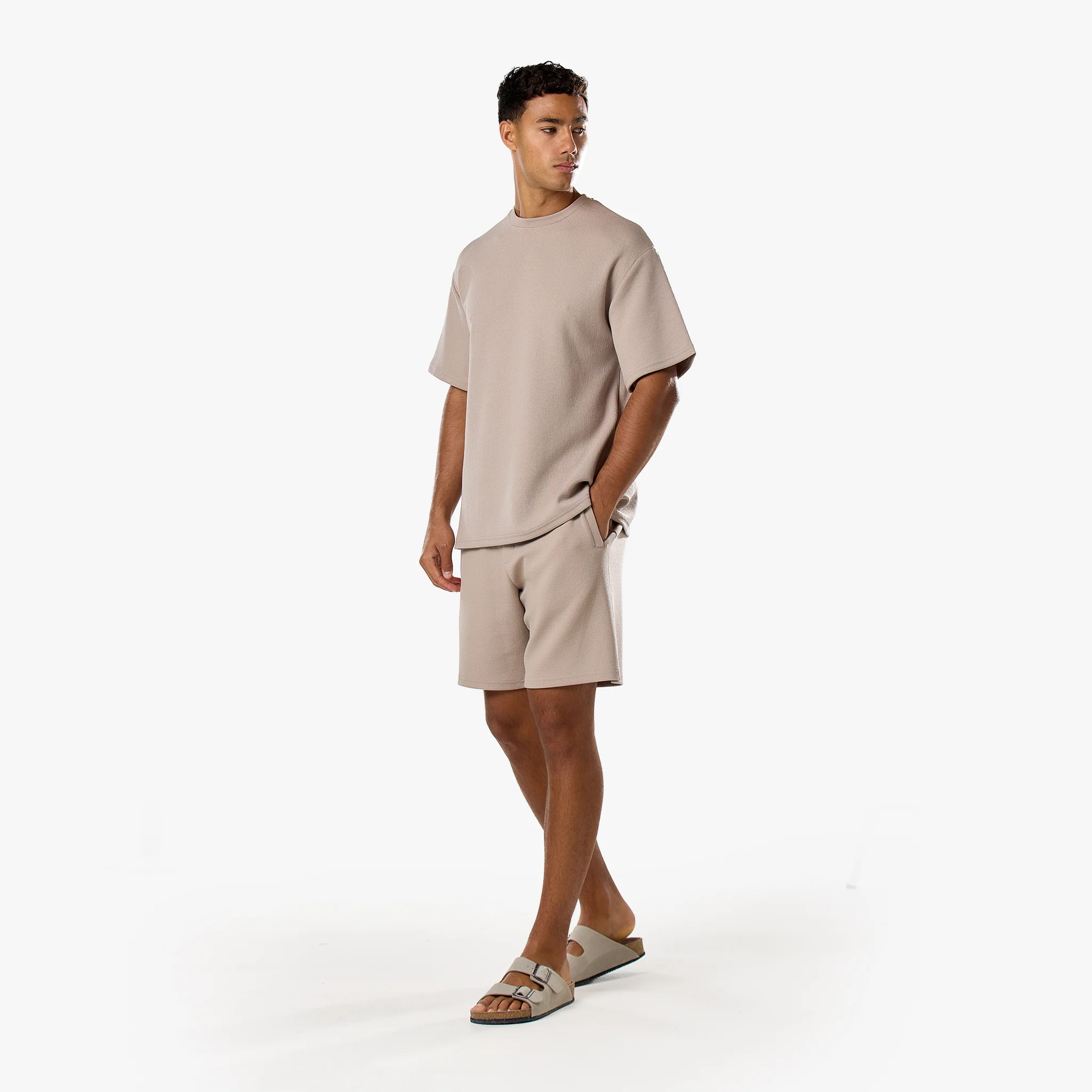 Relaxed Crinkle Twinset | Stone - Image 3