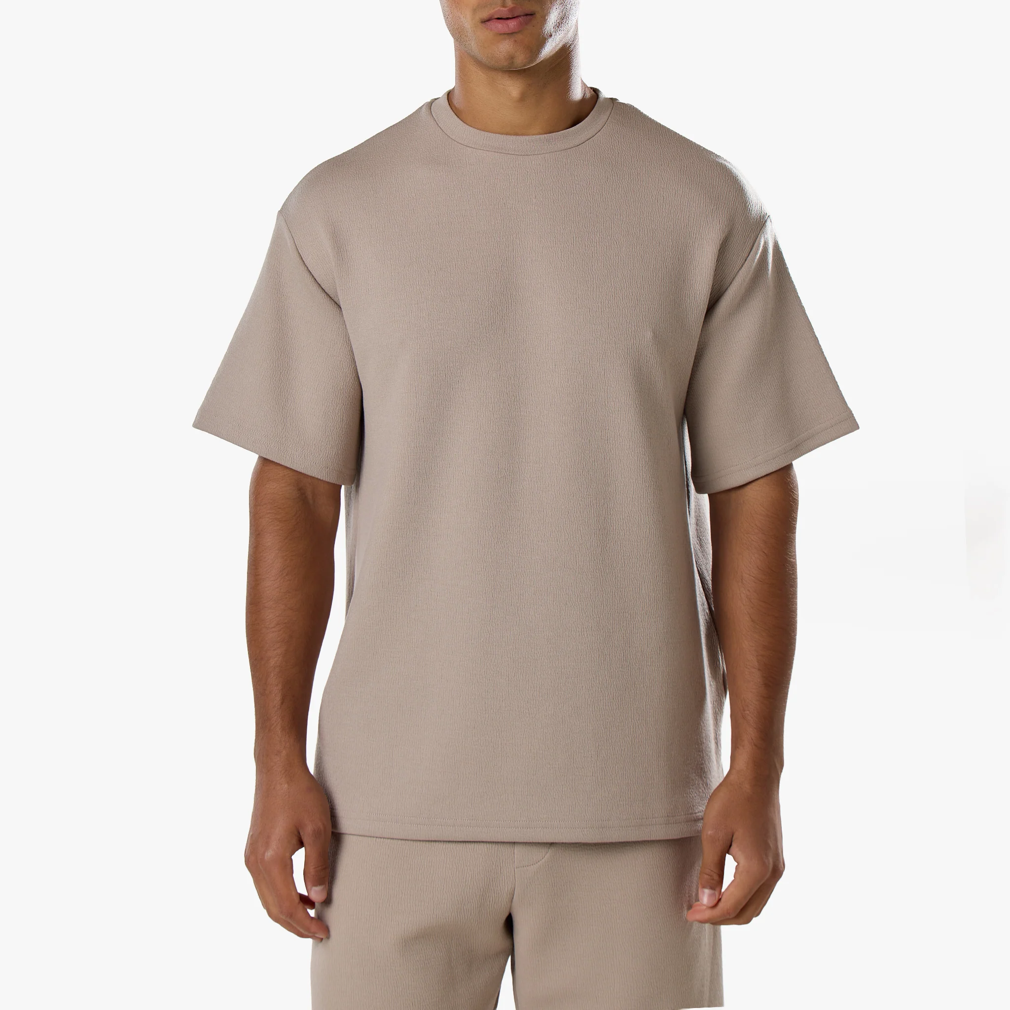 Relaxed Crinkle Twinset | Stone - Image 4