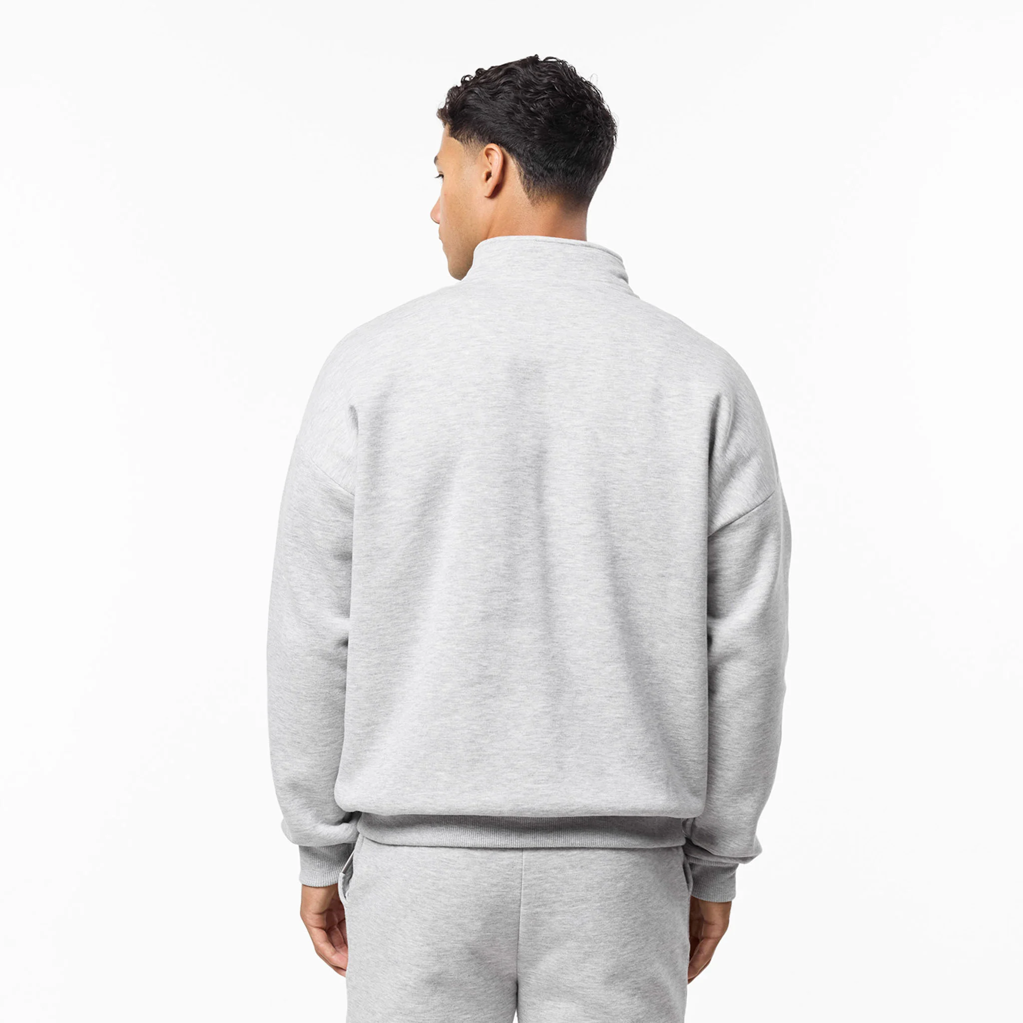 Relaxed Fit 1/4 Zip Tracksuit | Grey Marl - Image 7