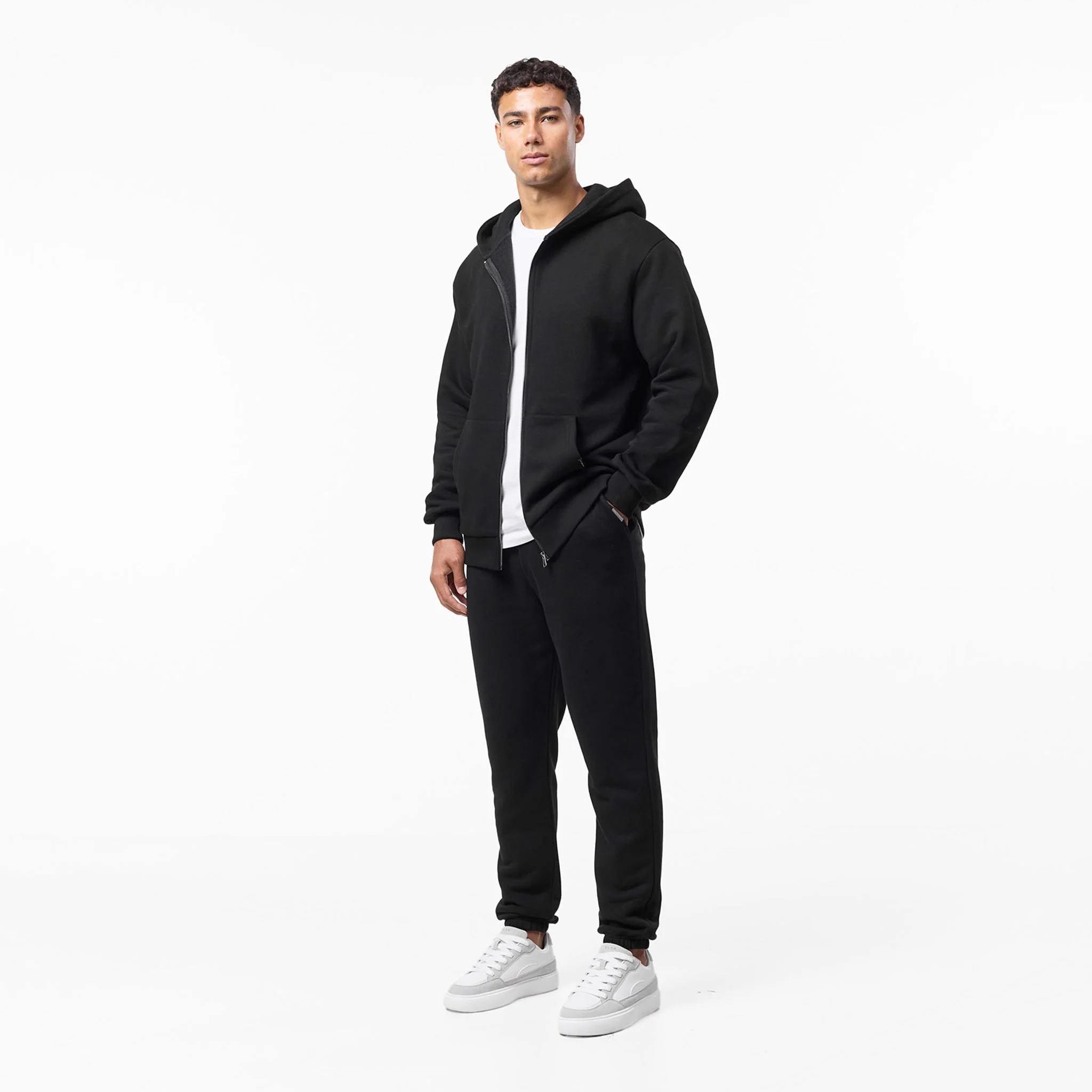 Relaxed Fit Full Zip Tracksuit | Black - Image 2