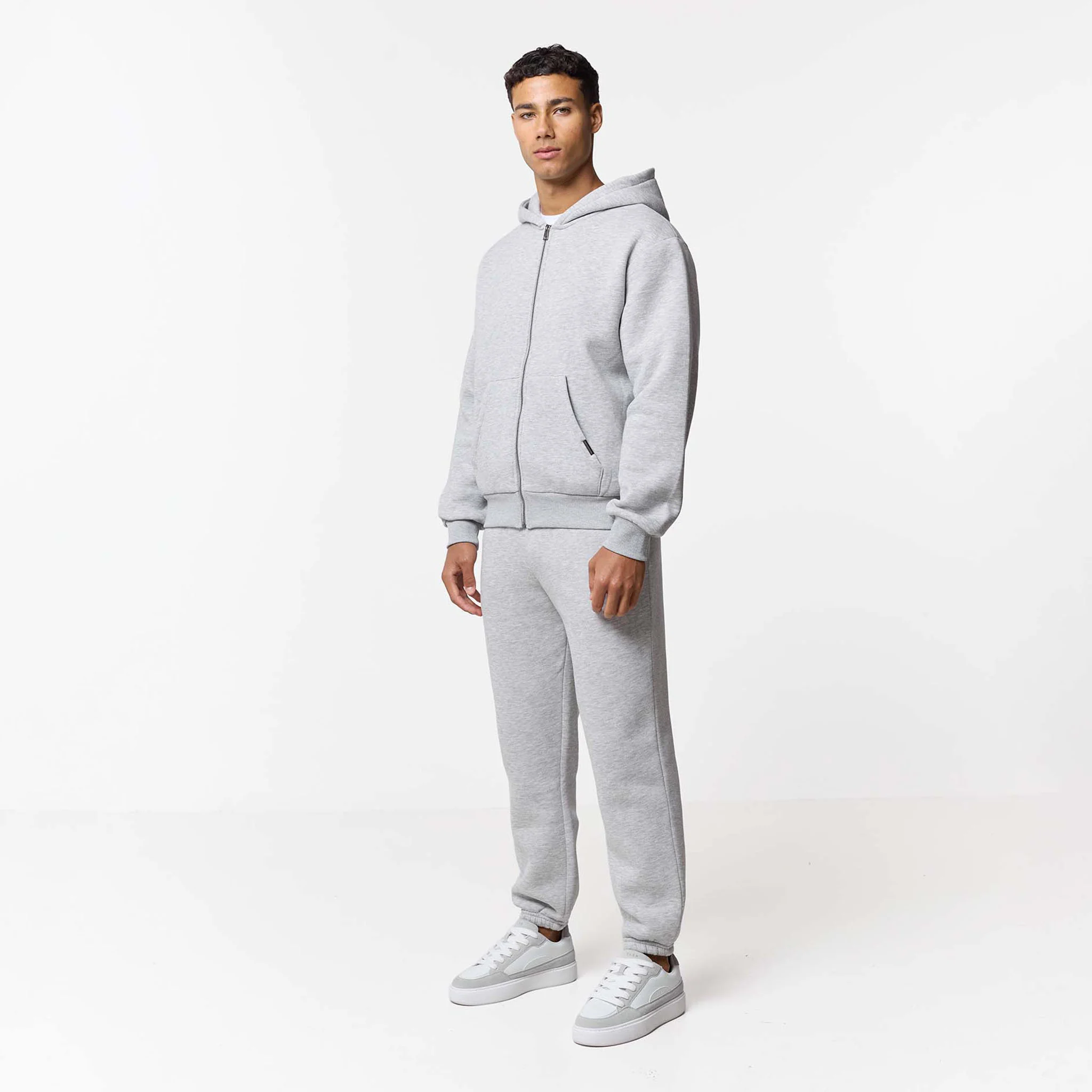 Relaxed Fit Full Zip Tracksuit | Grey Marl