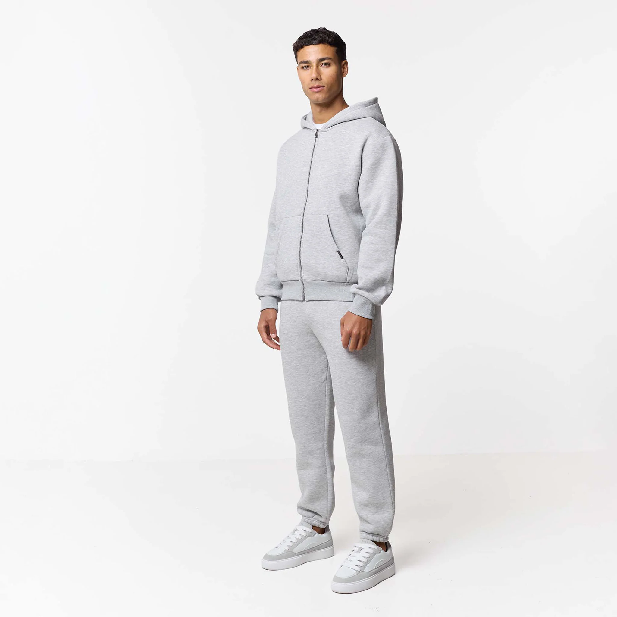Relaxed Fit Full Zip Tracksuit | Grey Marl - Image 4