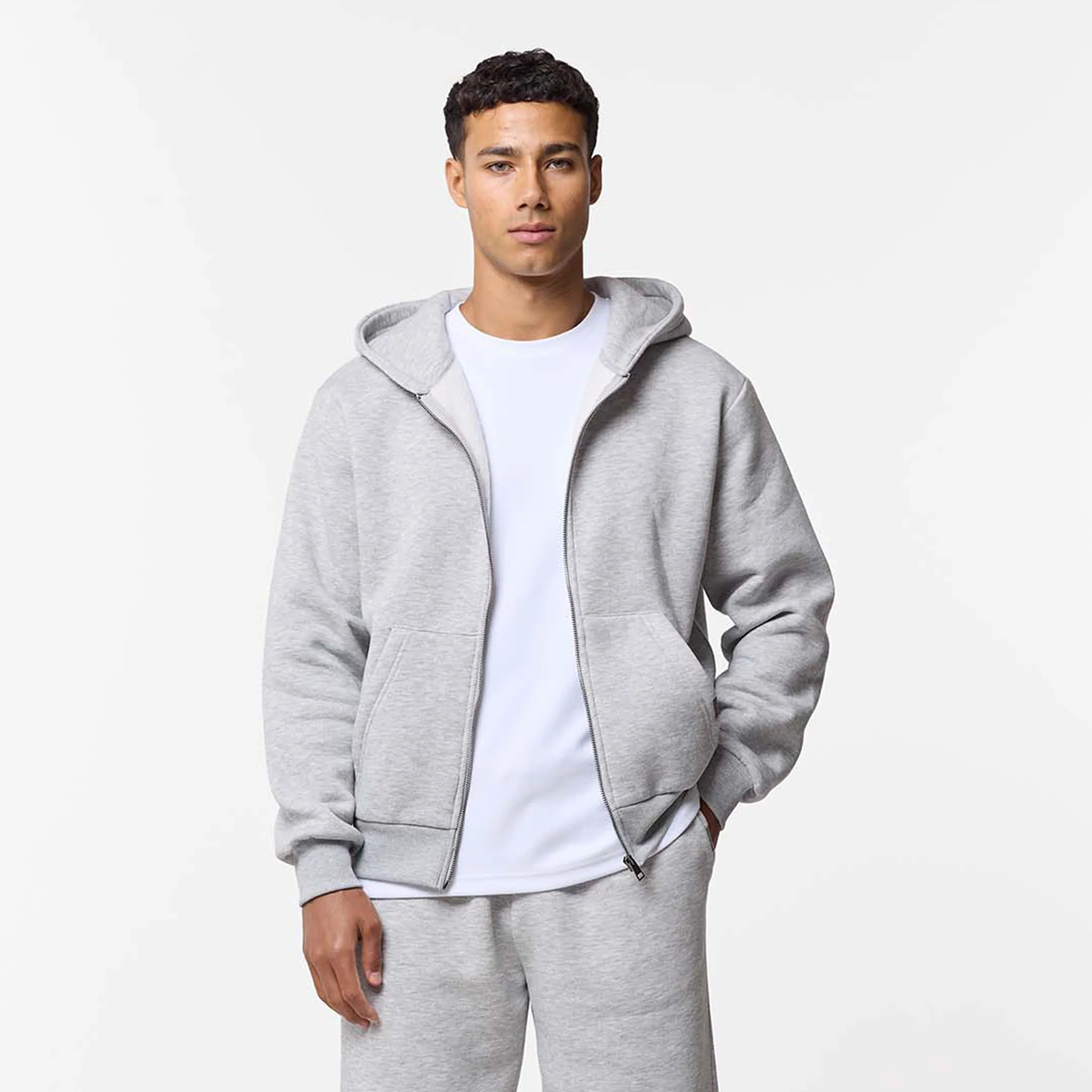 Relaxed Fit Full Zip Tracksuit | Grey Marl - Image 6