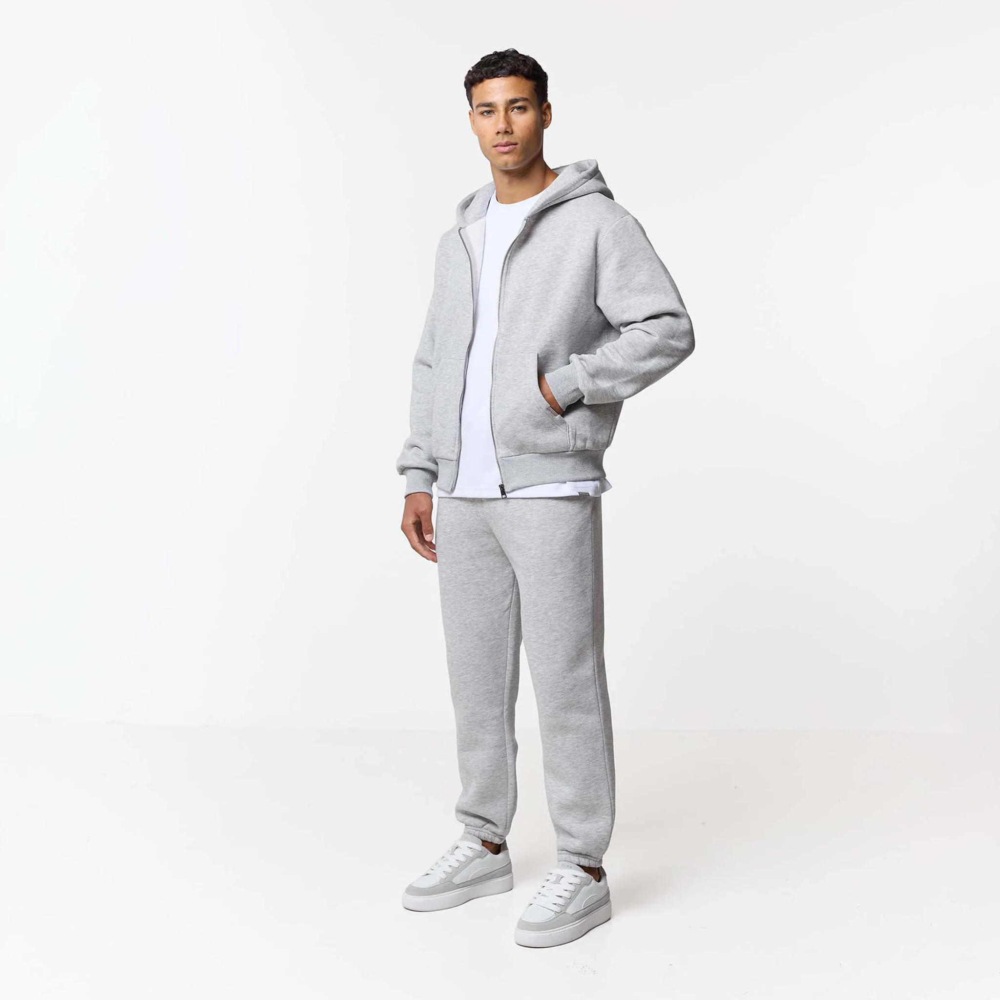 Relaxed Fit Full Zip Tracksuit | Grey Marl - Image 7