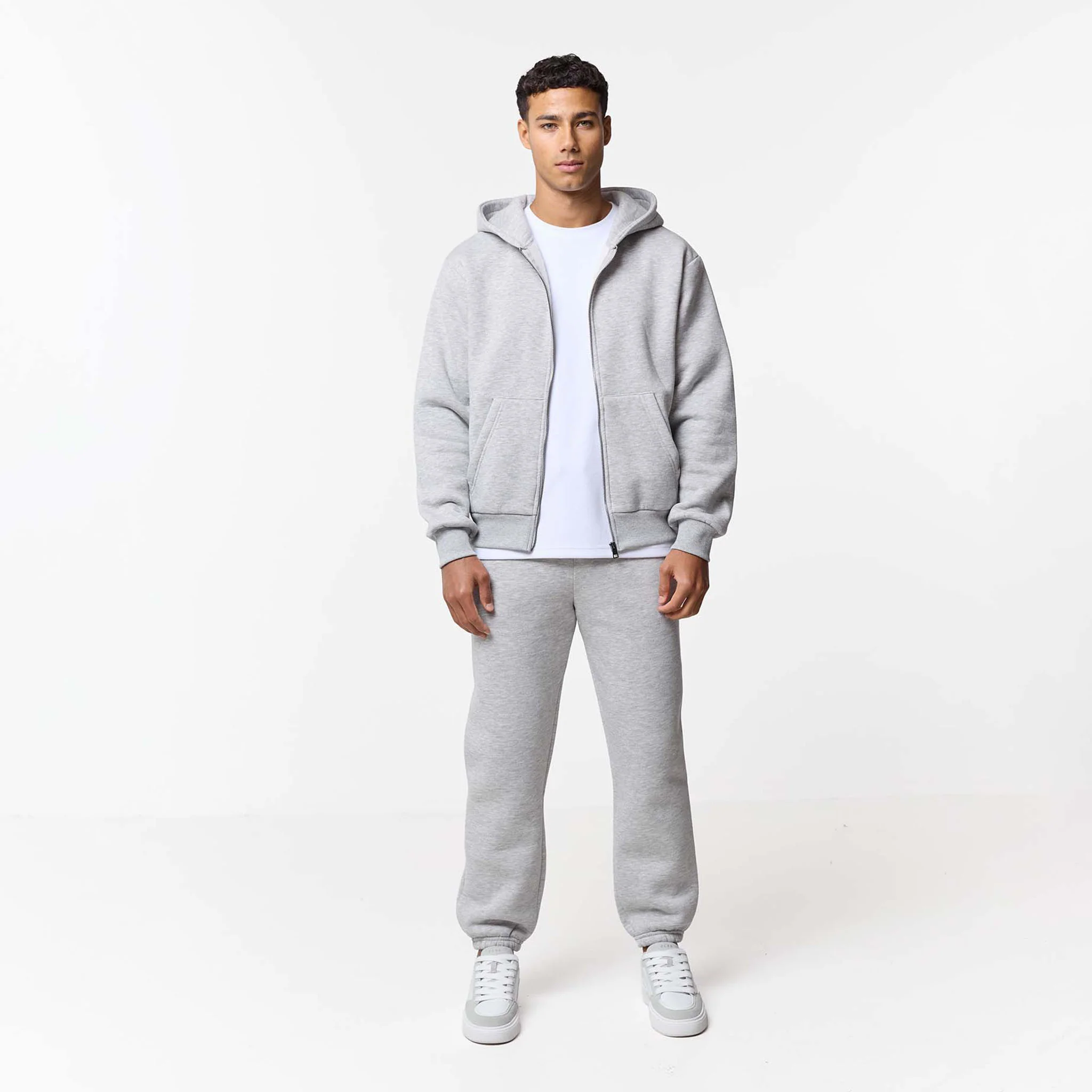 Relaxed Fit Full Zip Tracksuit | Grey Marl - Image 8