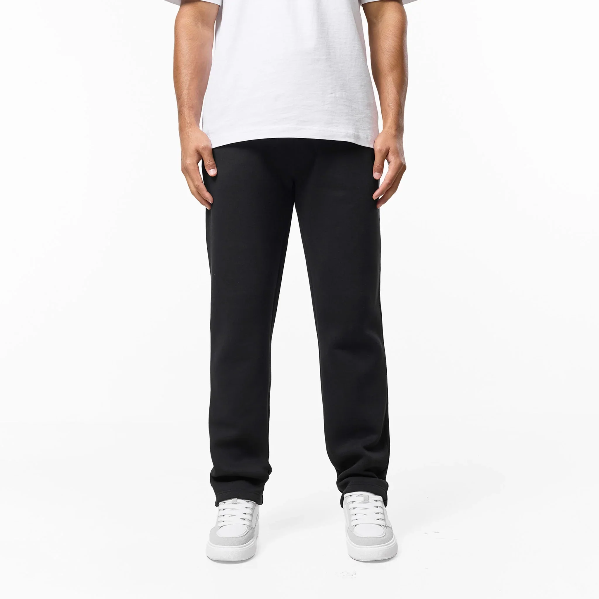 Relaxed Fit FZ Open Hem Tracksuit | Black - Image 4