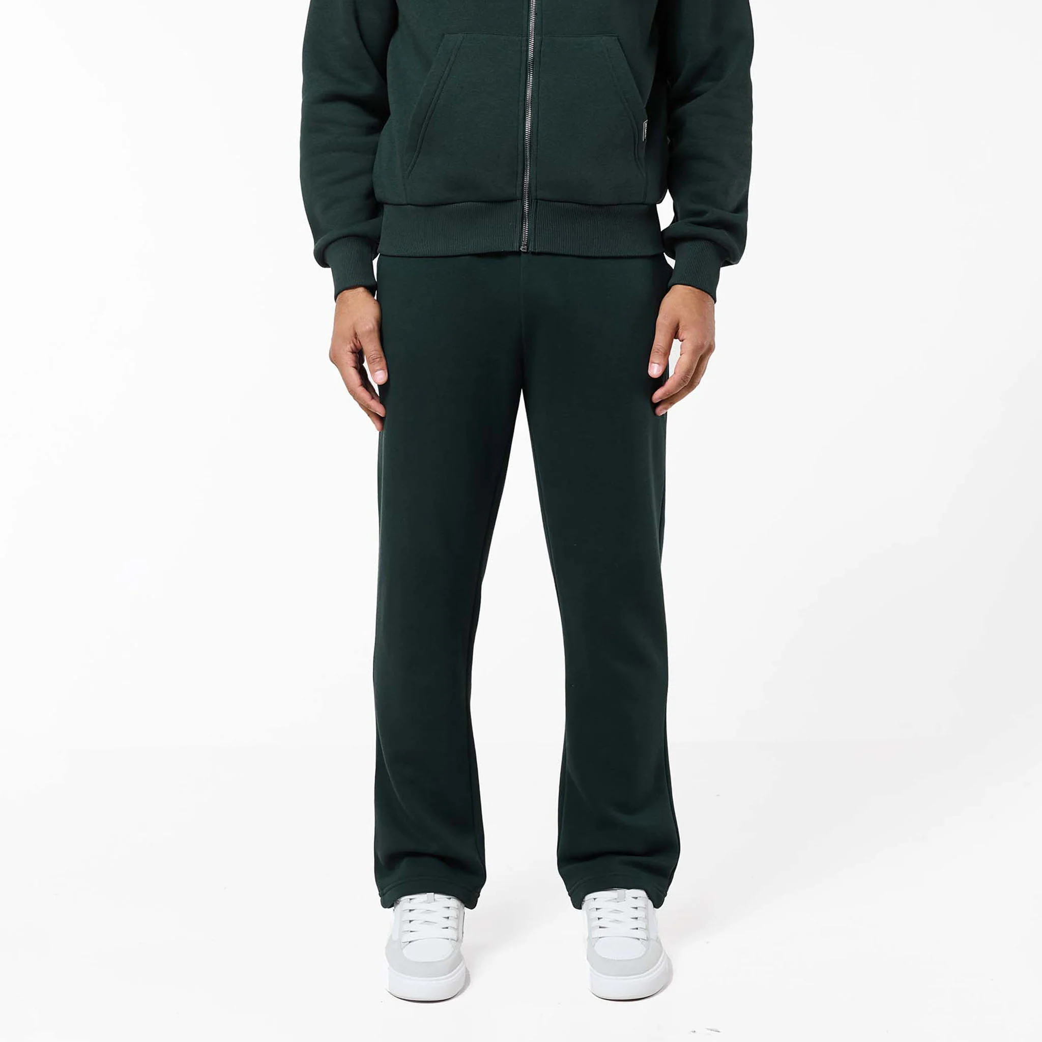 Relaxed Fit FZ Open Hem Tracksuit | Forest Green - Image 4