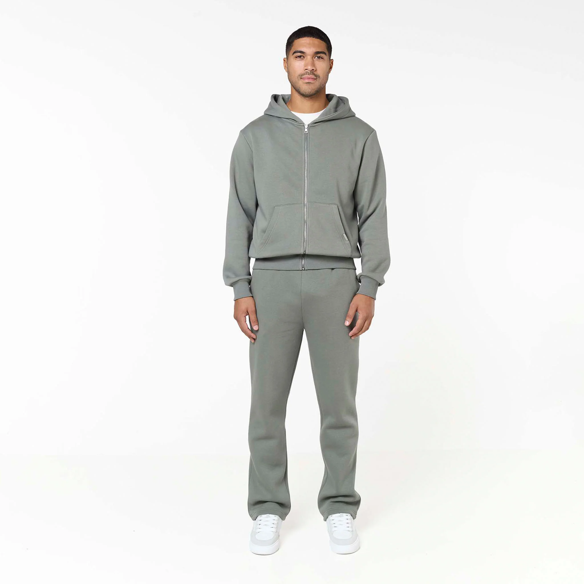Relaxed Fit FZ Open Hem Tracksuit | Khaki