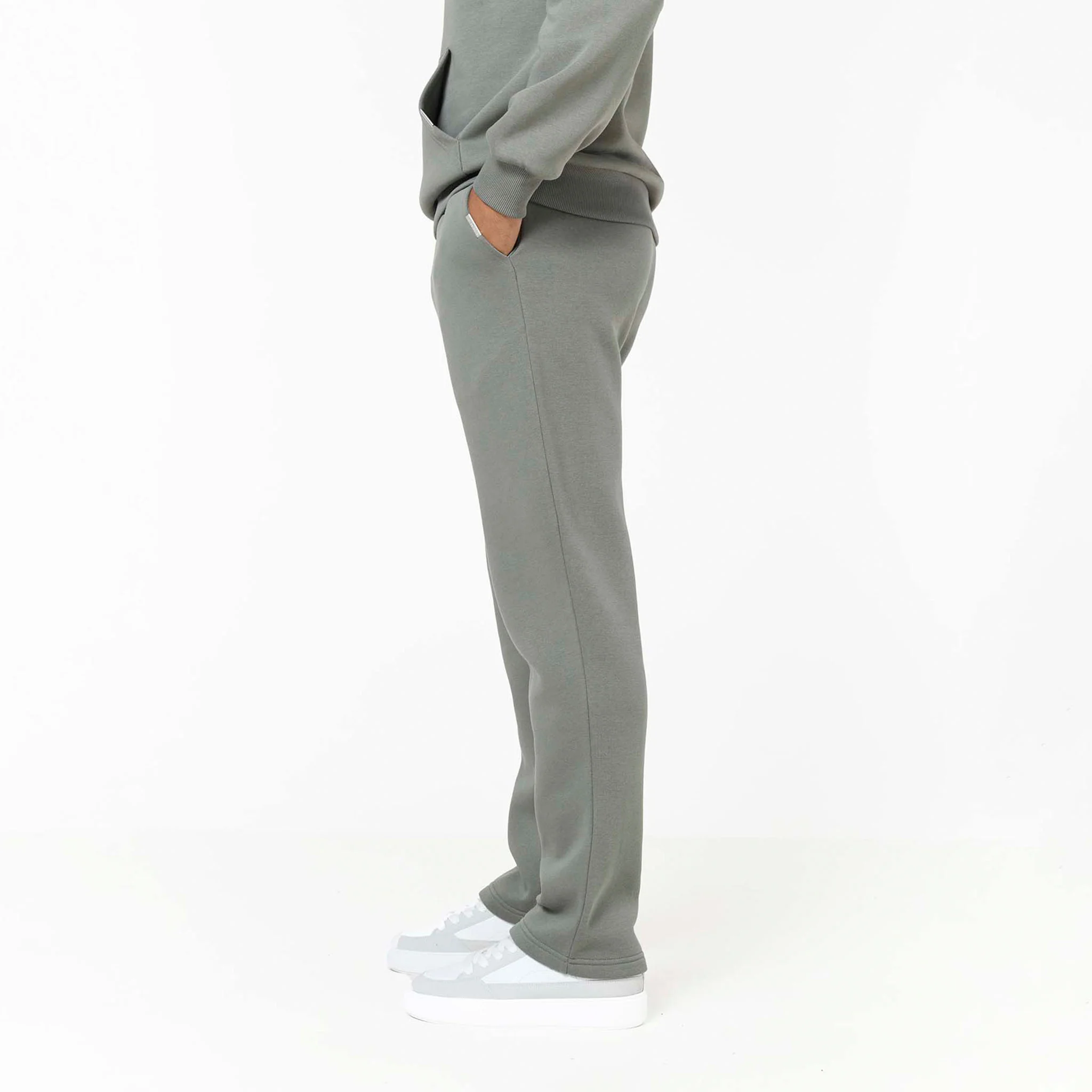 Relaxed Fit FZ Open Hem Tracksuit | Khaki - Image 6