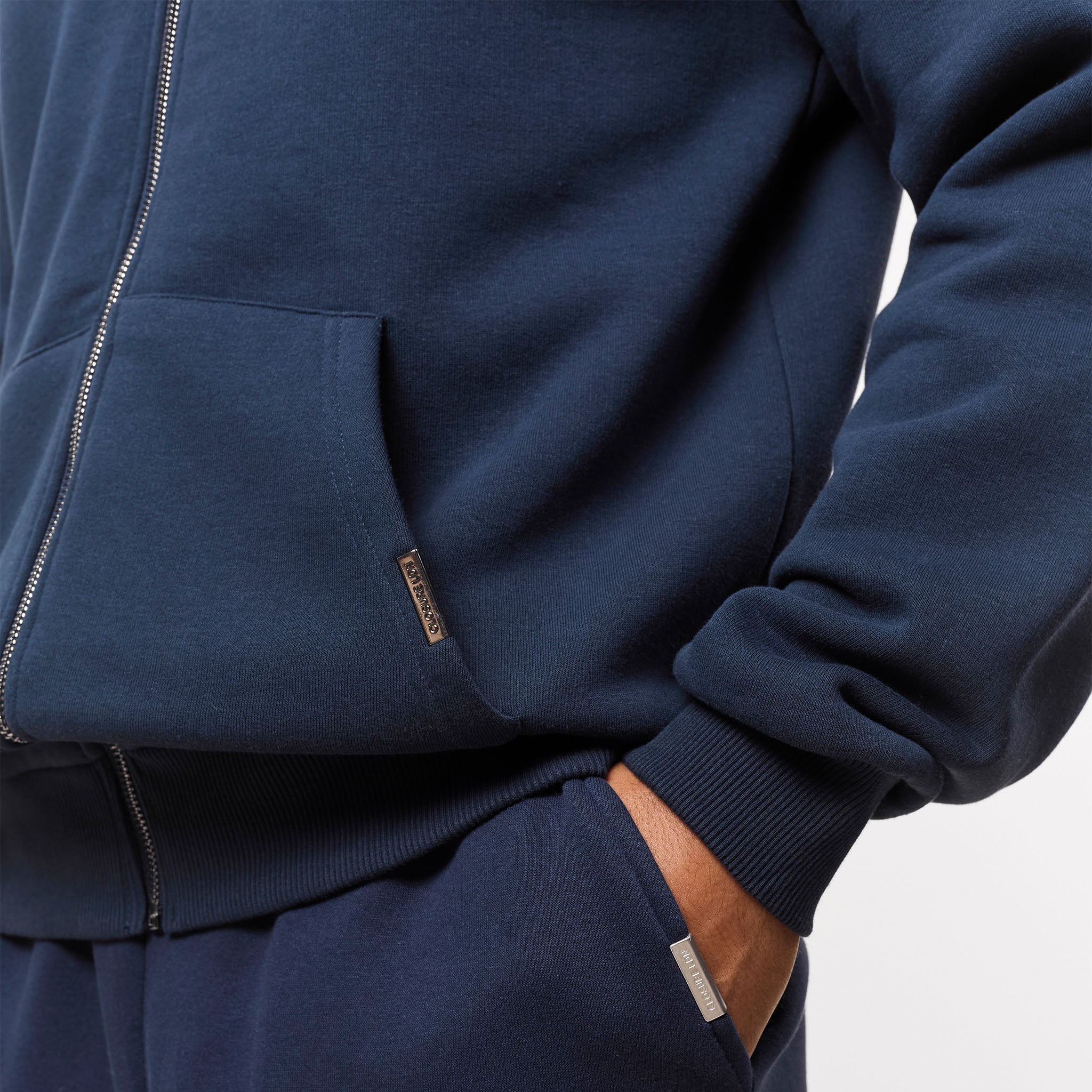 Relaxed Fit FZ Open Hem Tracksuit | Navy - Image 4