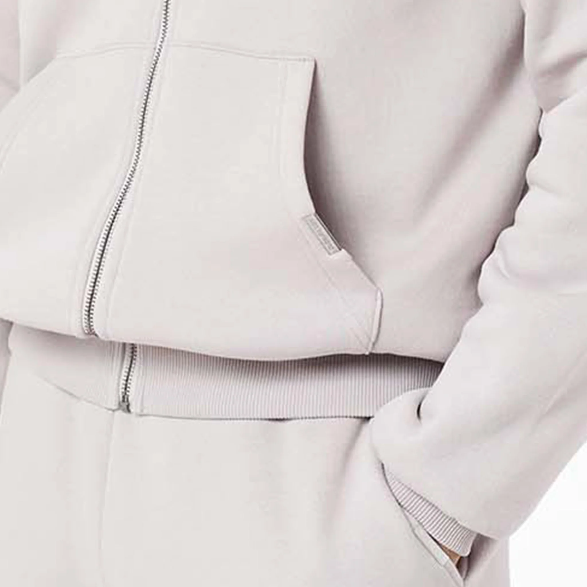 Relaxed Fit FZ Open Hem Tracksuit | Stone - Image 4