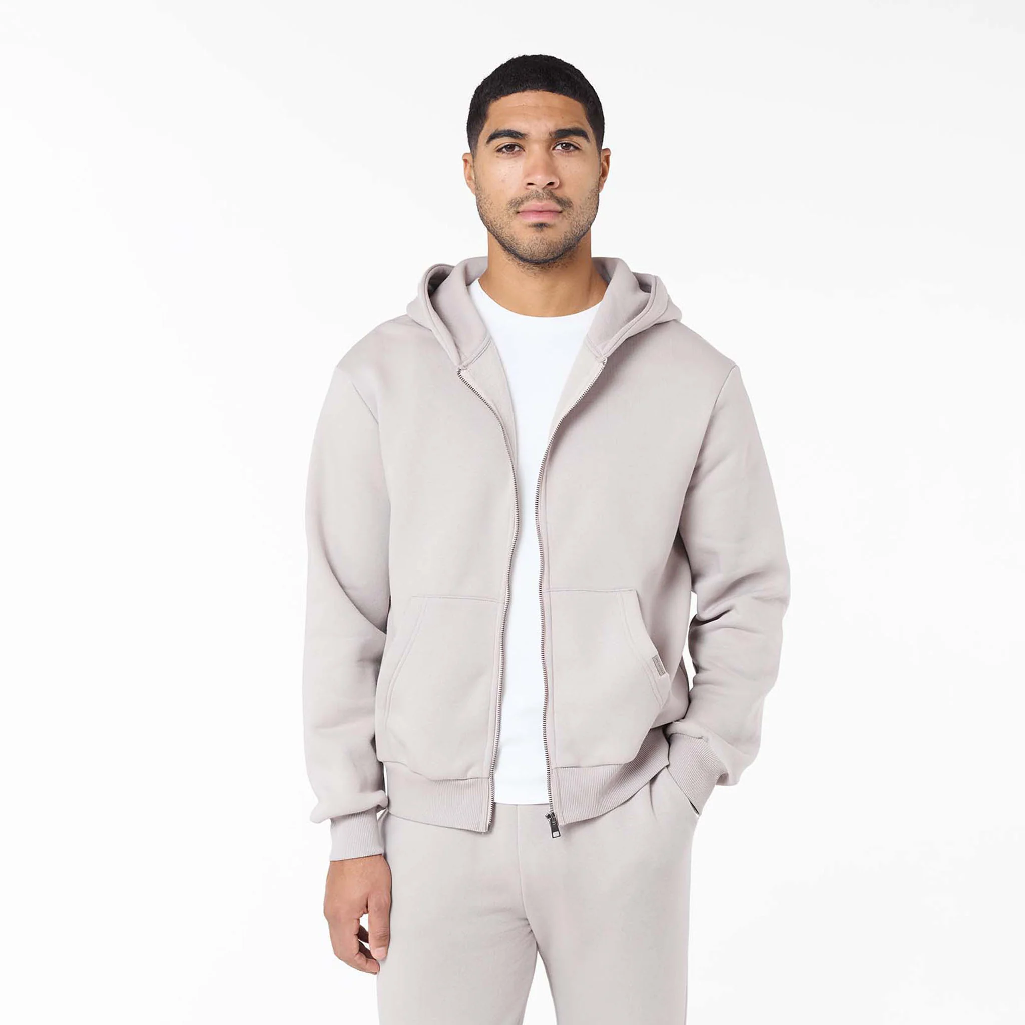 Relaxed Fit FZ Open Hem Tracksuit | Stone - Image 7