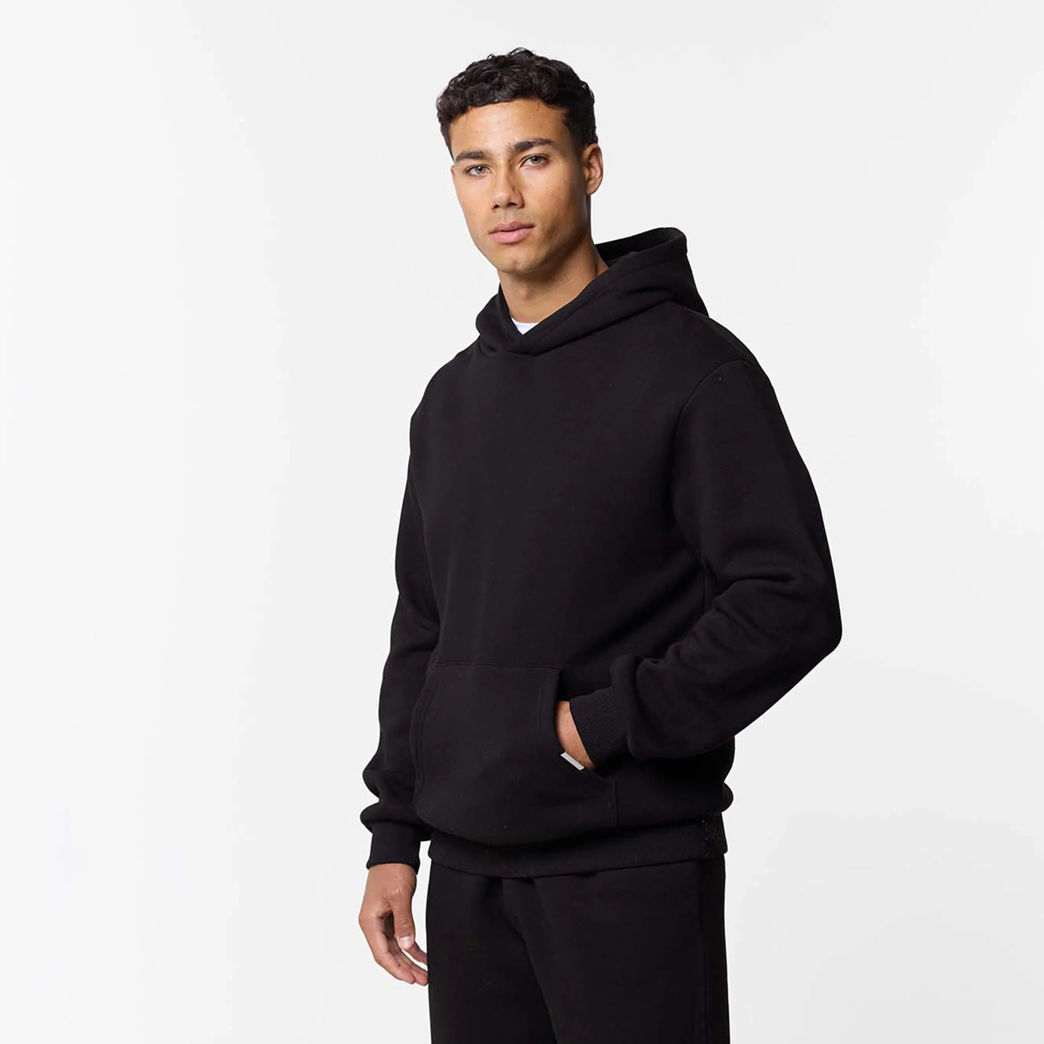 Relaxed Fit Loose Open Hem Tracksuit | Black - Image 2