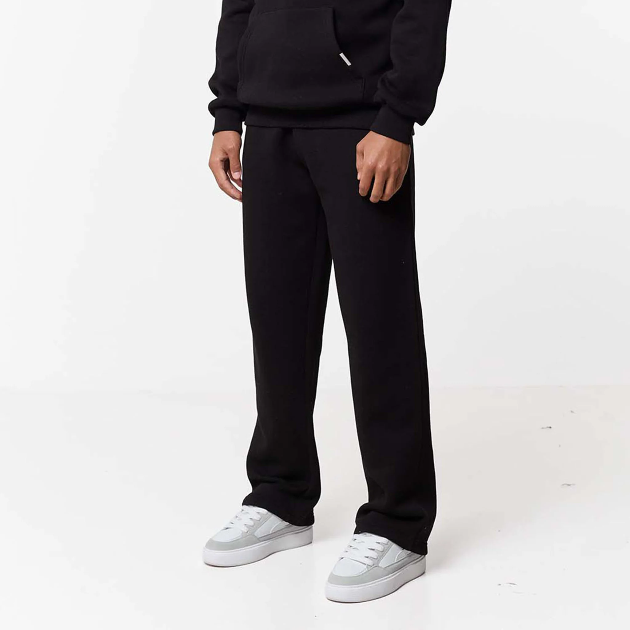 Relaxed Fit Loose Open Hem Tracksuit | Black - Image 3