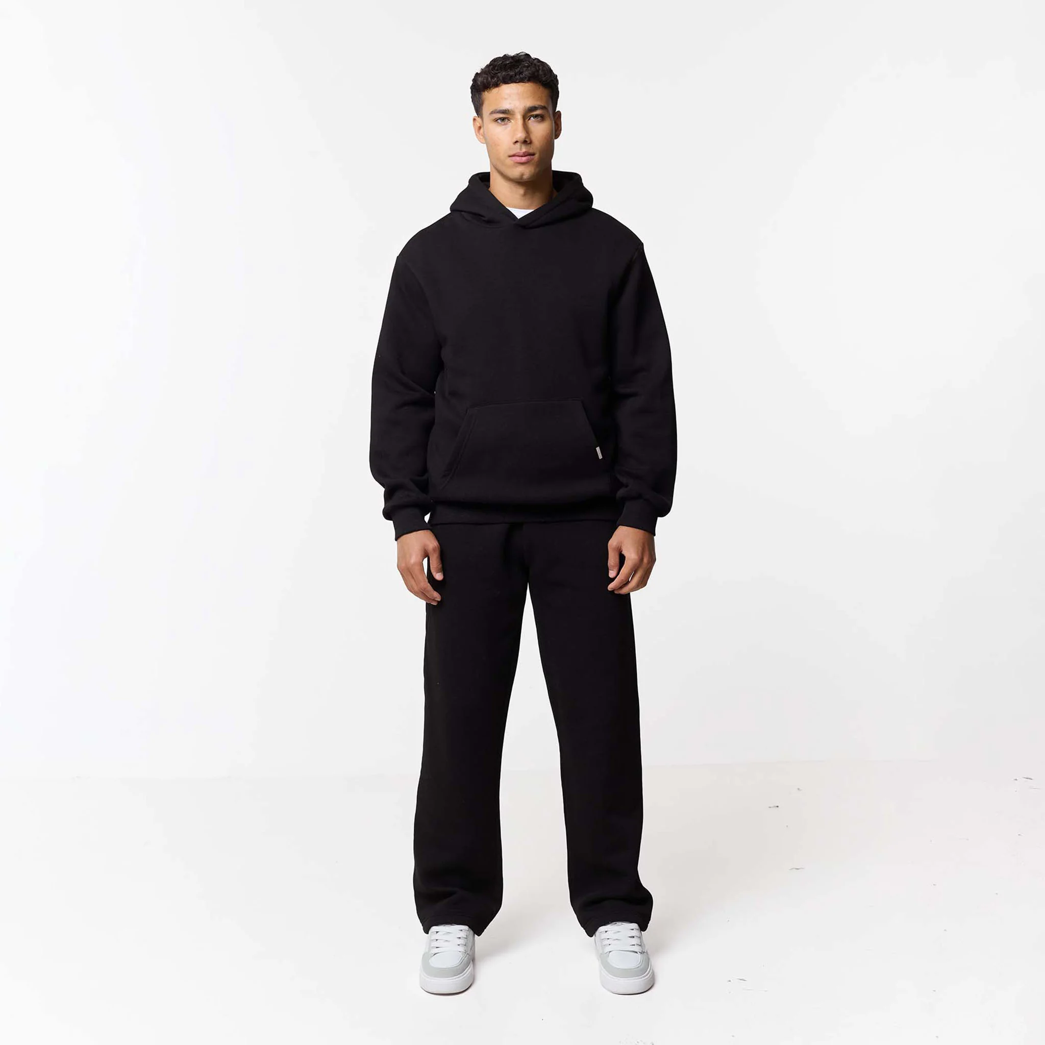 Relaxed Fit Loose Open Hem Tracksuit | Black - Image 5