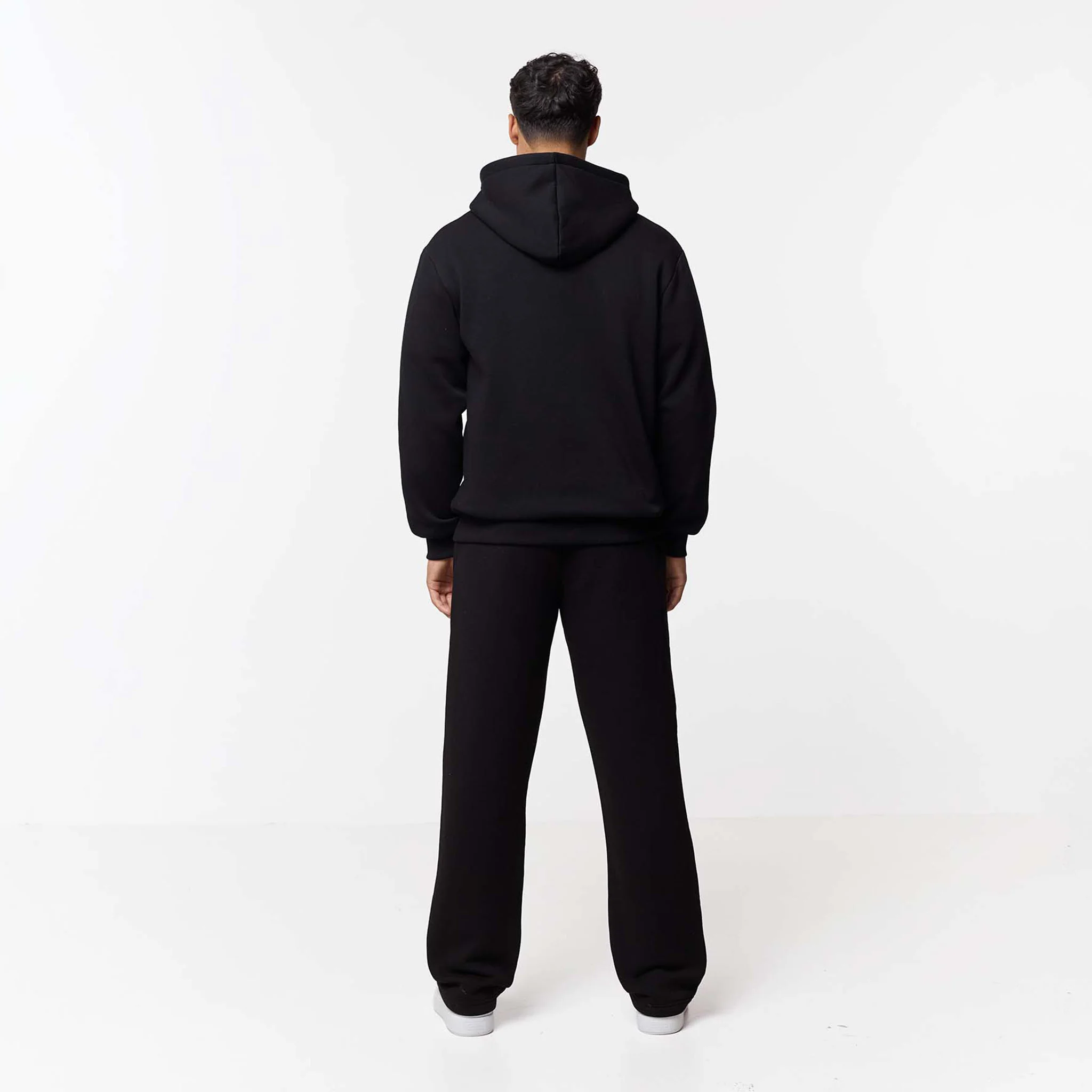 Relaxed Fit Loose Open Hem Tracksuit | Black - Image 7