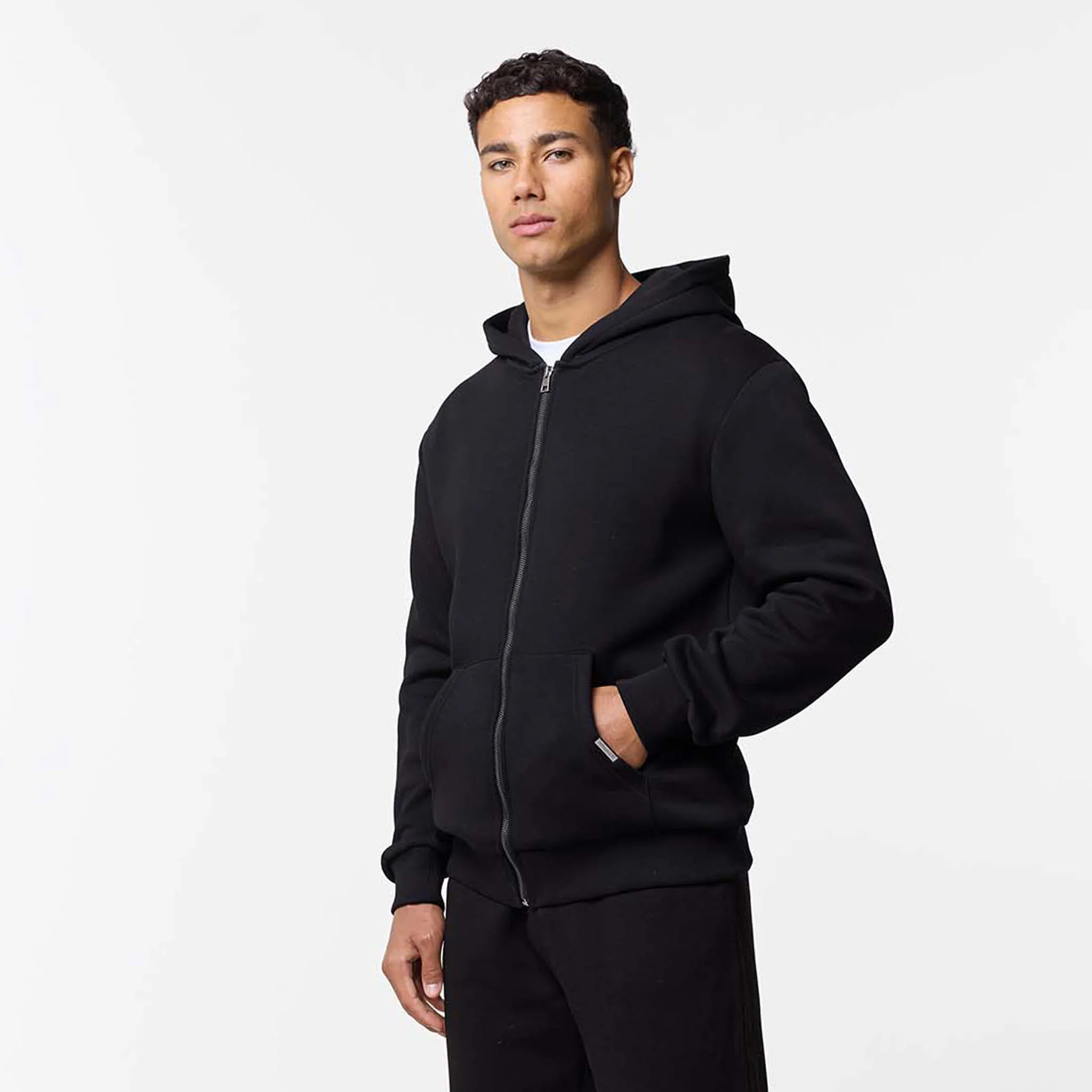 Relaxed Fit FZ Loose Open Hem Tracksuit | Black - Image 2