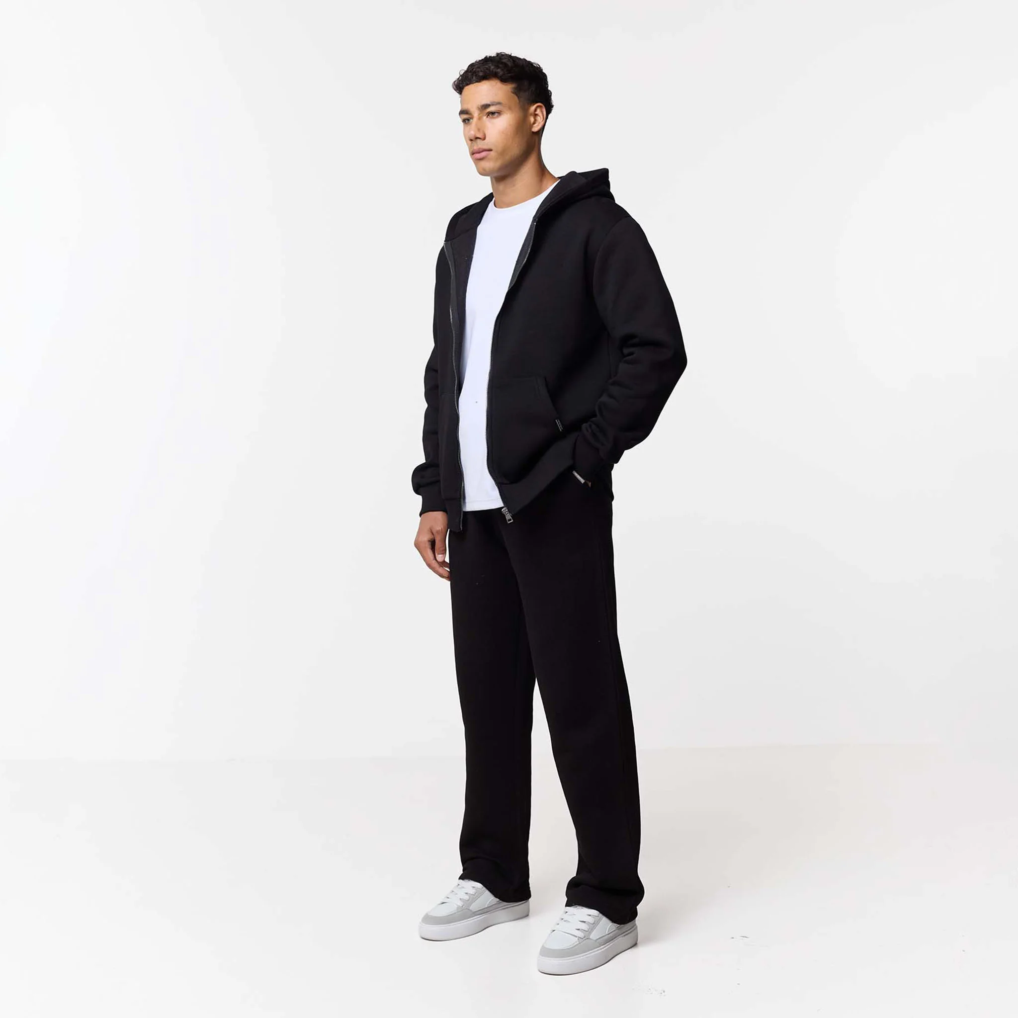 Relaxed Fit FZ Loose Open Hem Tracksuit | Black - Image 7