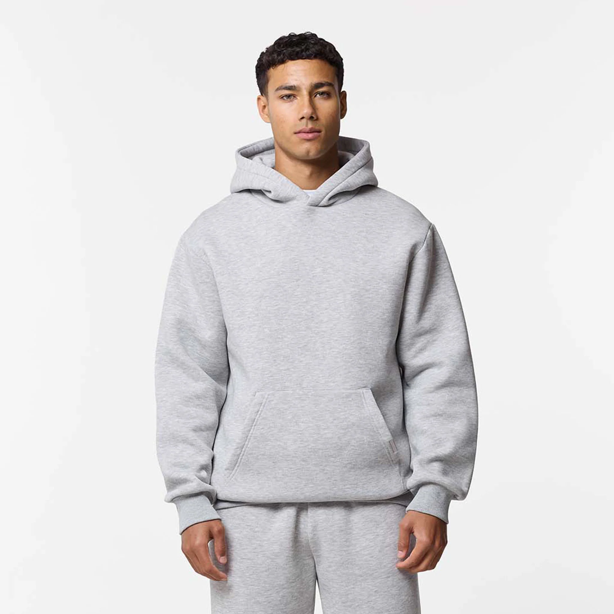 Relaxed Fit Loose Open Hem Tracksuit | Grey Marl - Image 2
