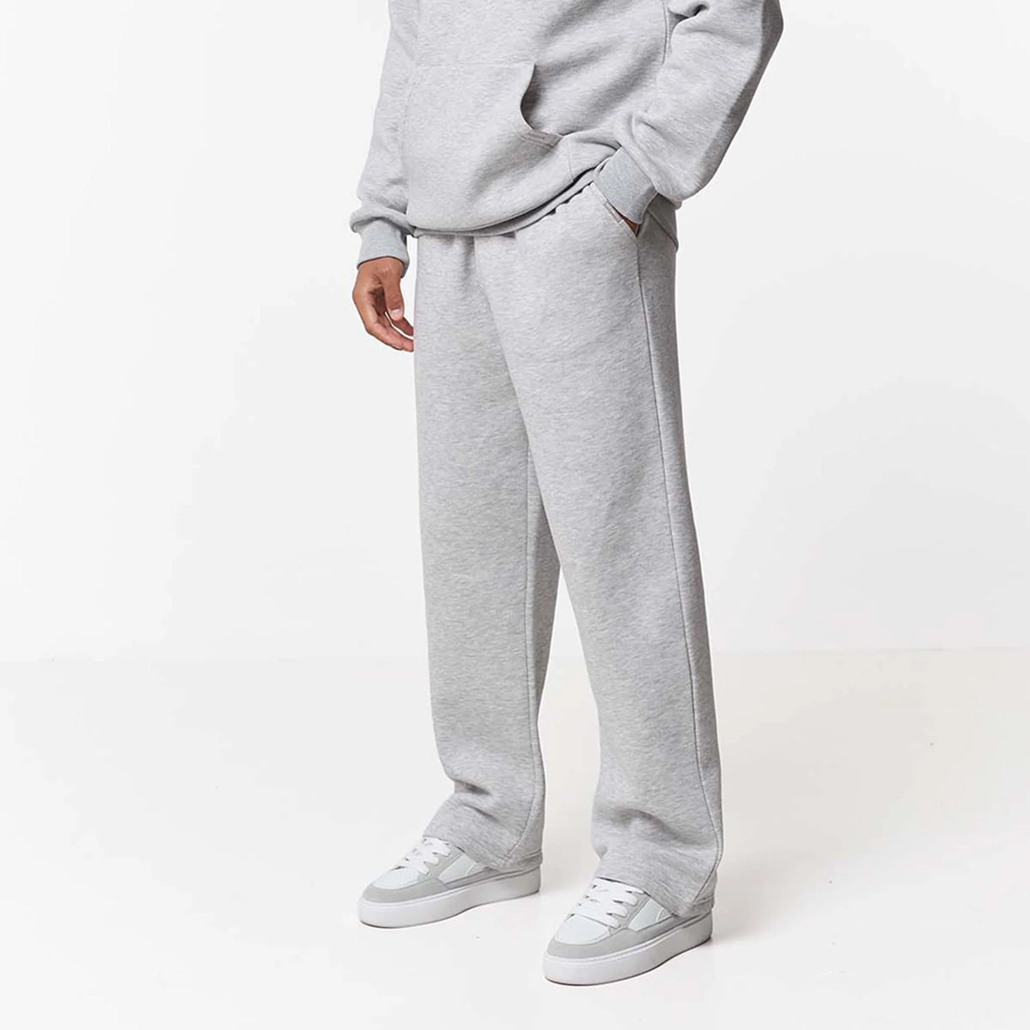 Relaxed Fit Loose Open Hem Tracksuit | Grey Marl - Image 3