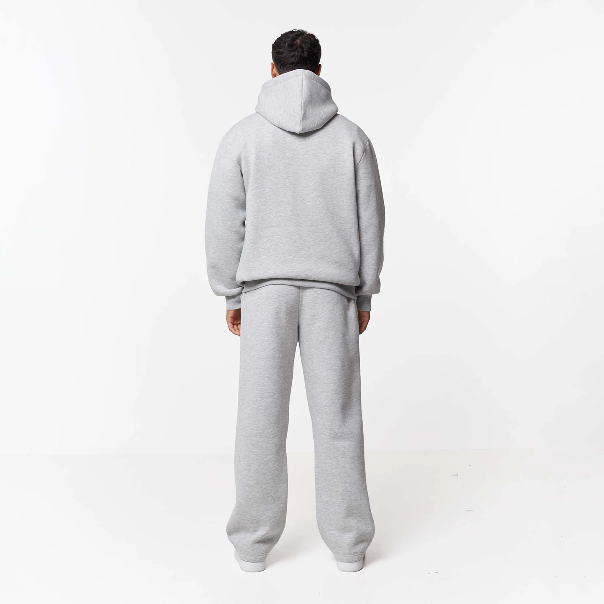 Relaxed Fit Loose Open Hem Tracksuit | Grey Marl - Image 6