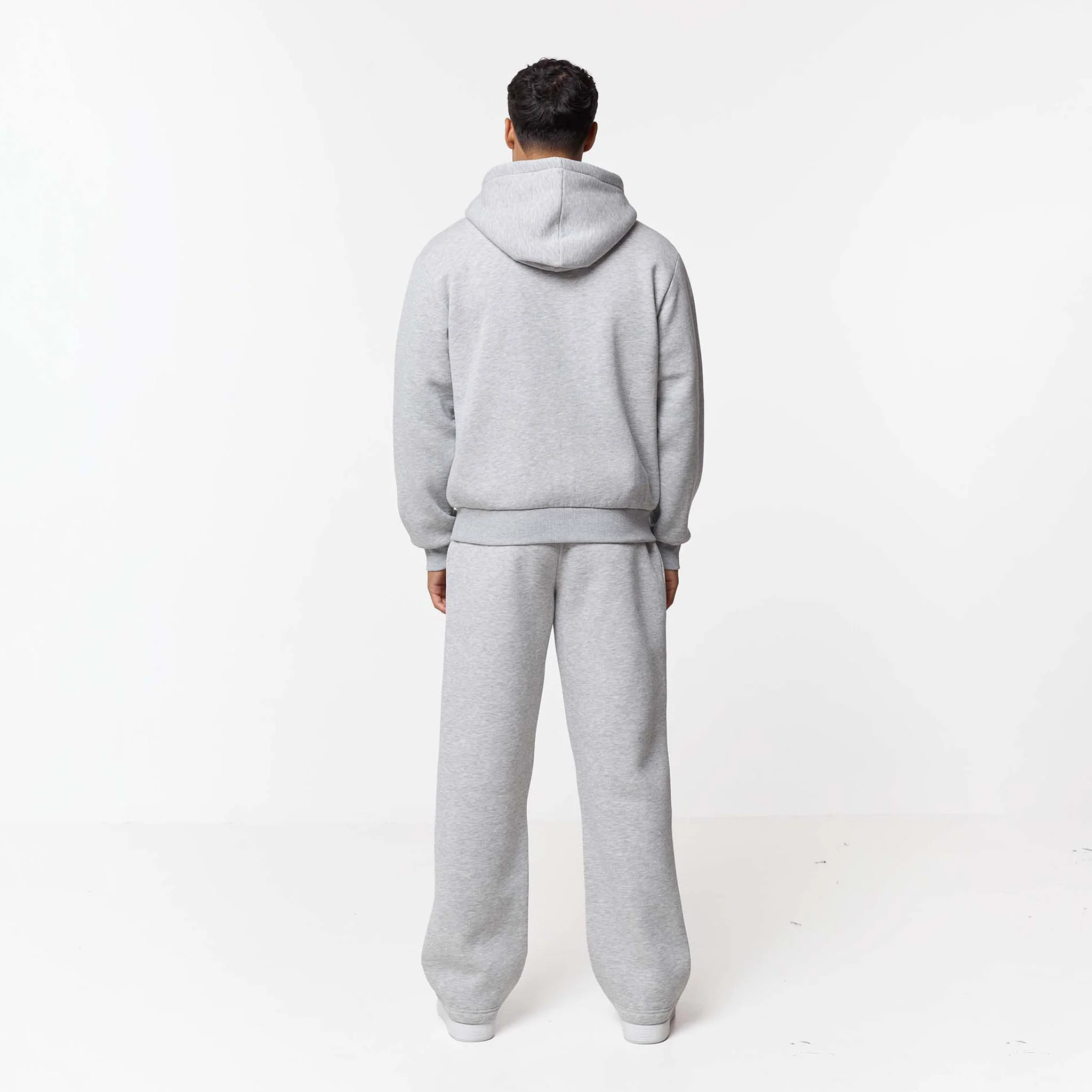 Relaxed Fit FZ Loose Open Hem Tracksuit | Grey Marl - Image 7
