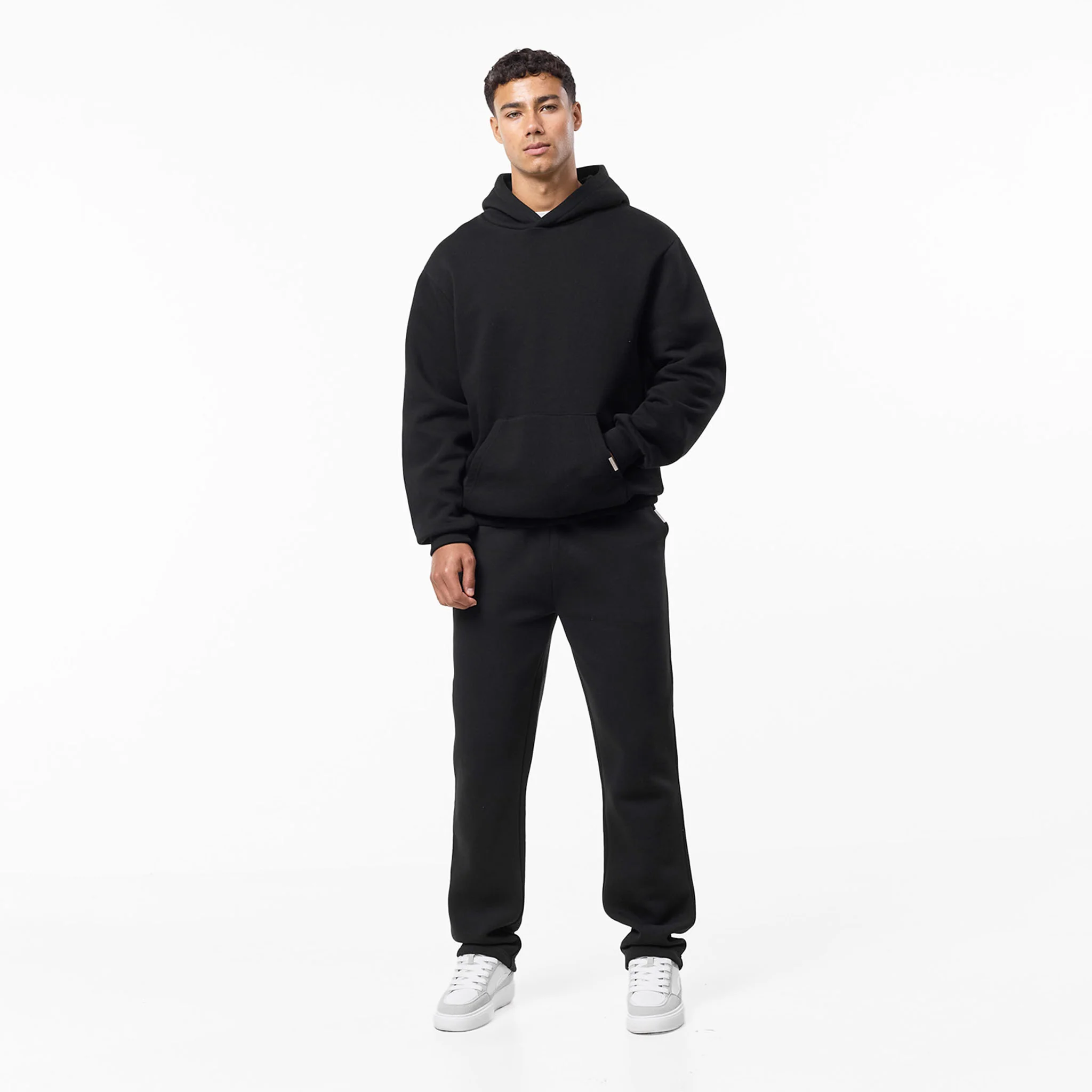 Relaxed Fit Open Hem Tracksuit | Black - Image 4
