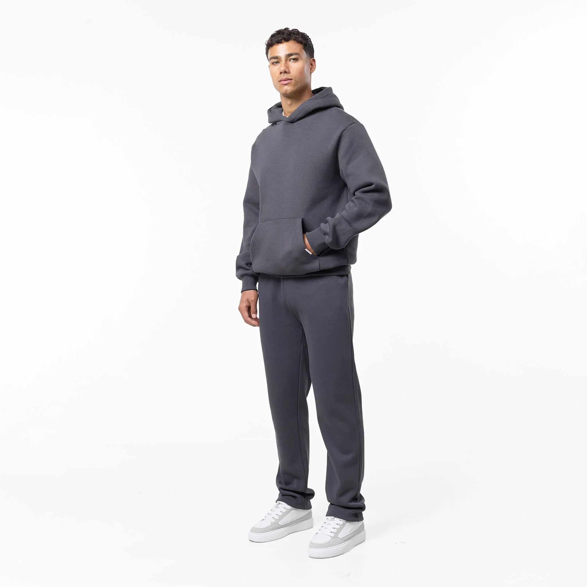 Relaxed Fit Open Hem Tracksuit | Dark Grey