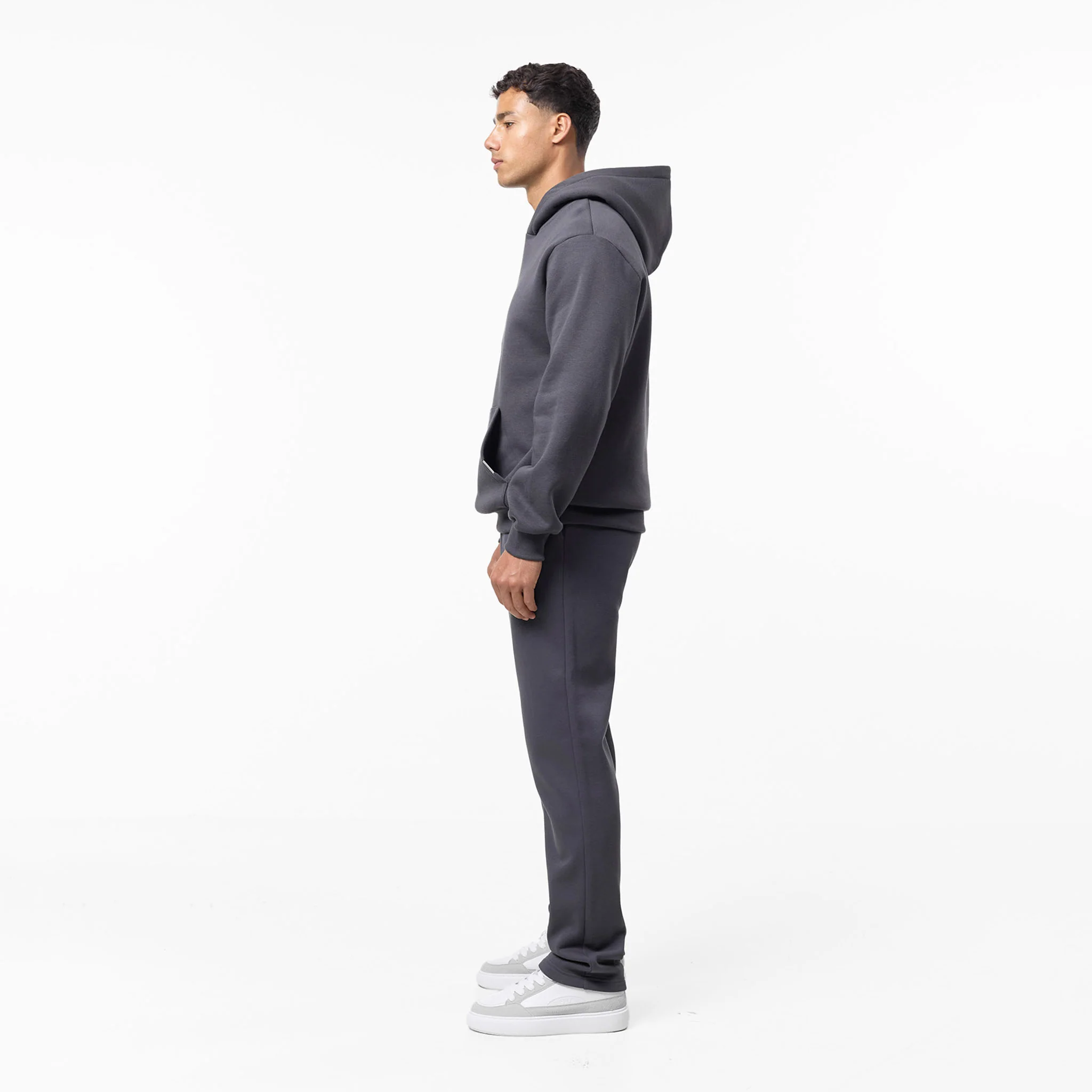 Relaxed Fit Open Hem Tracksuit | Dark Grey - Image 4