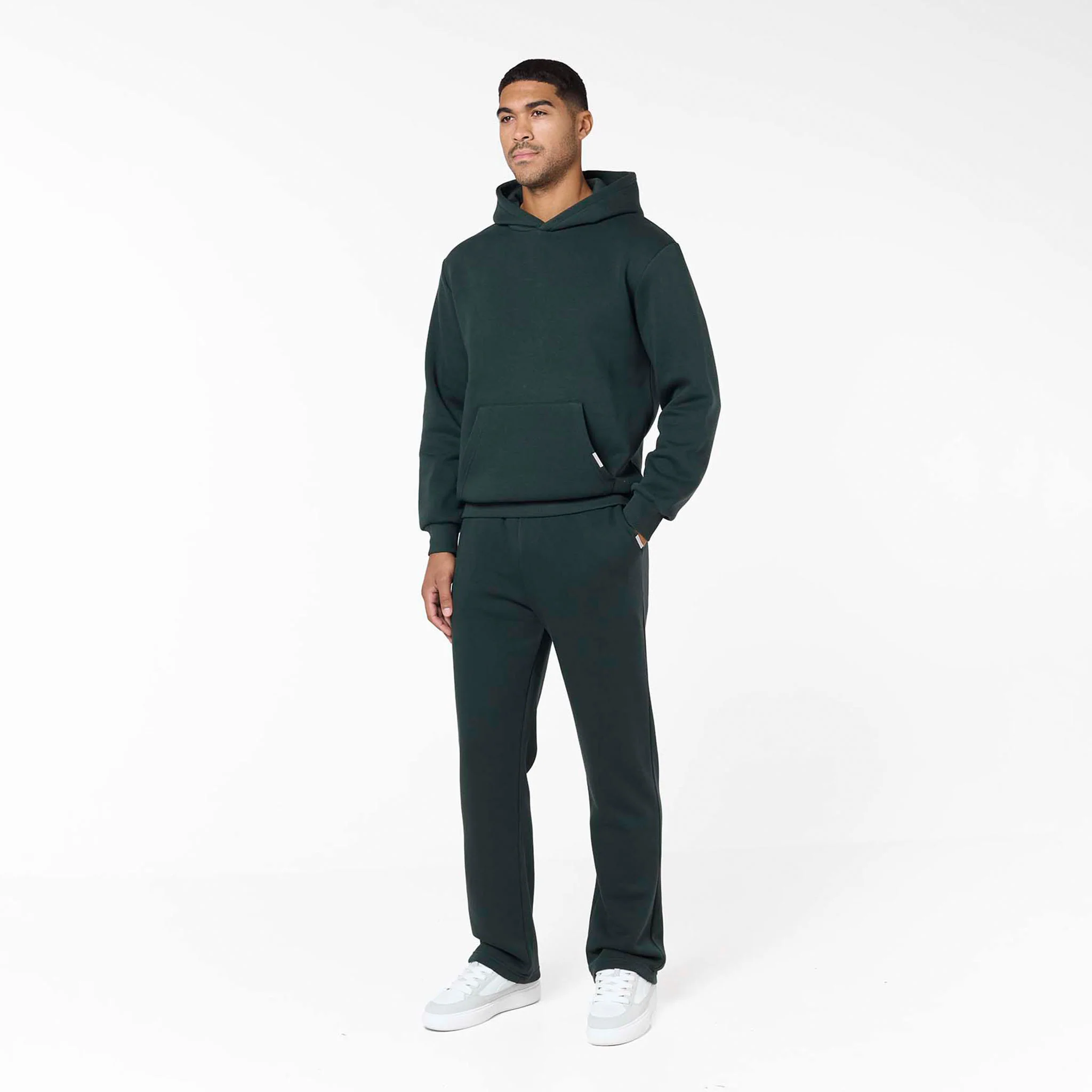Relaxed Fit Open Hem Tracksuit | Forest Green
