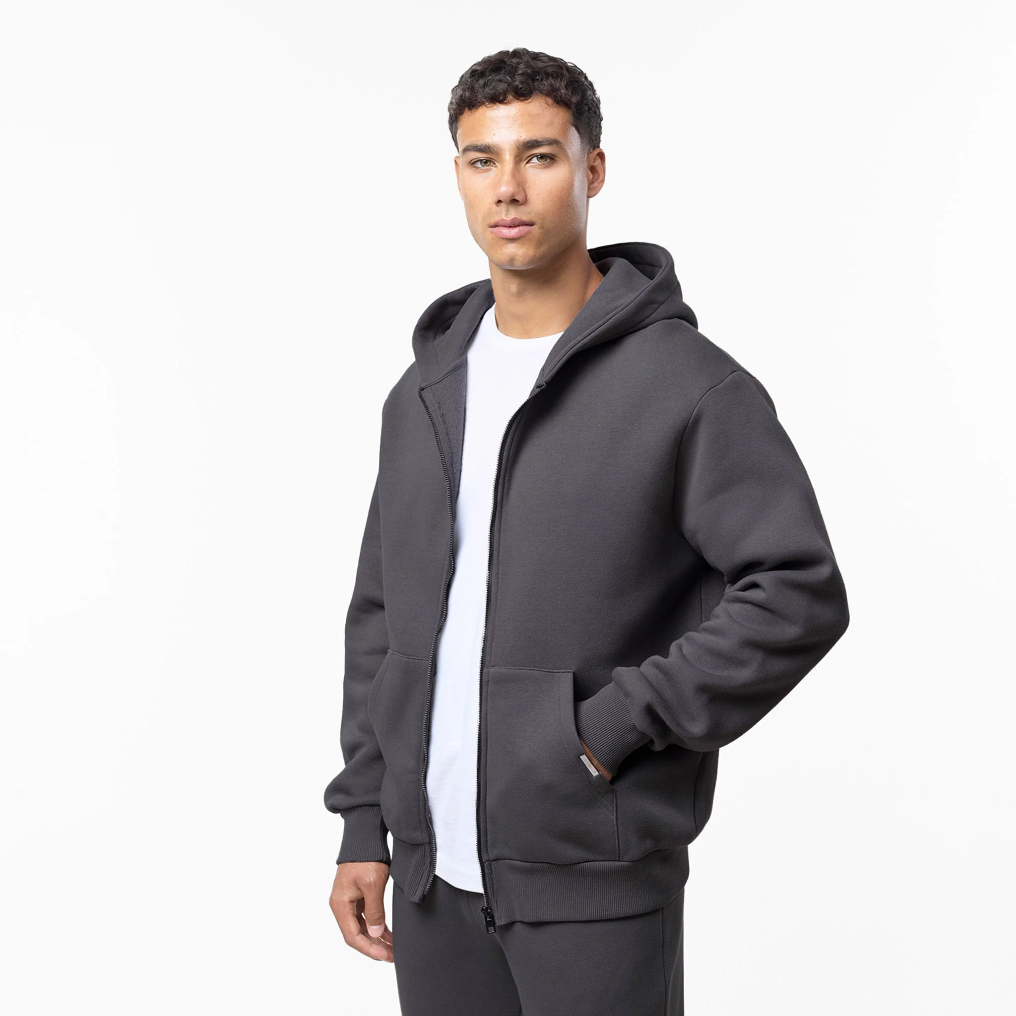 Relaxed Full Zip Hoodie | Dark Grey - Image 2