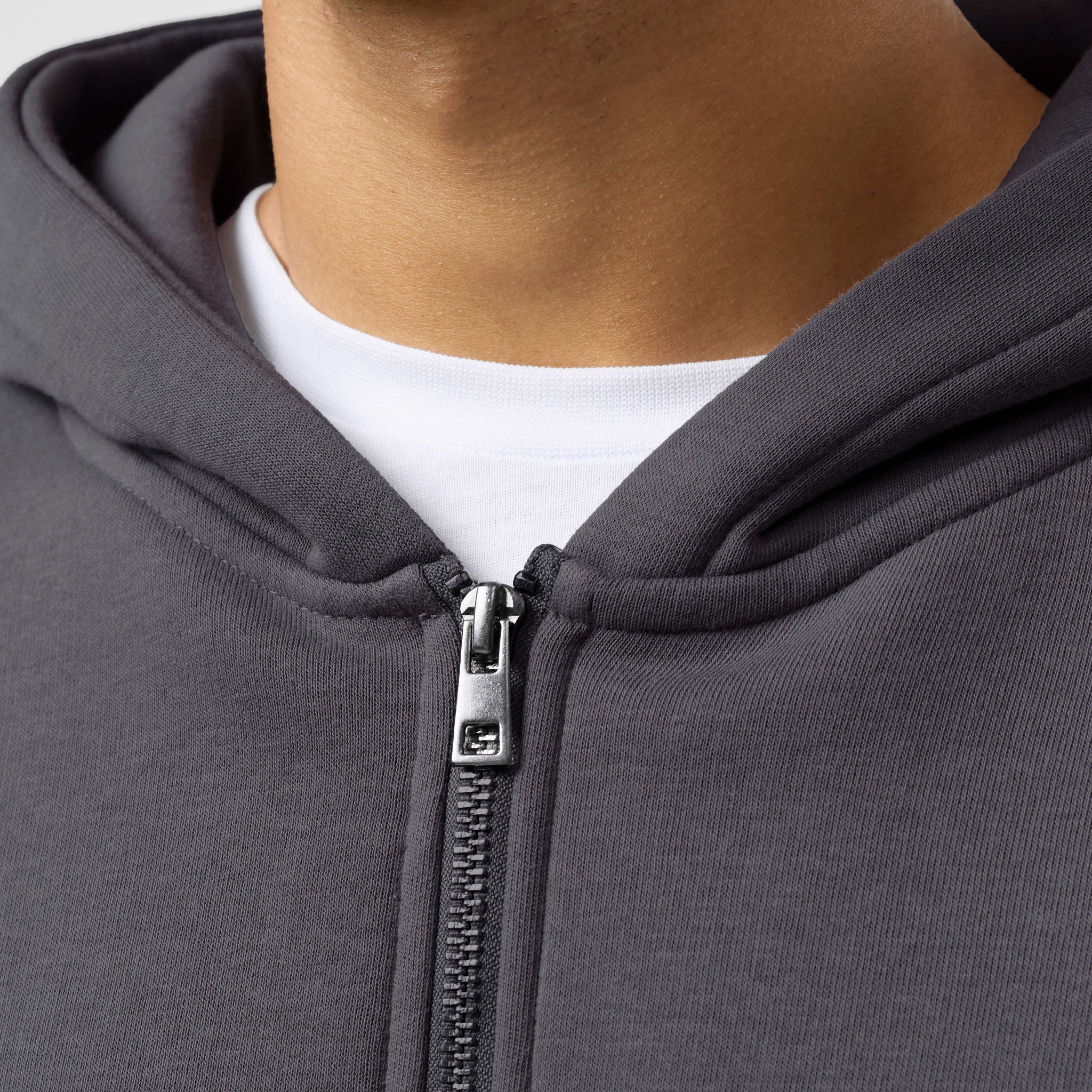 Relaxed Full Zip Hoodie | Dark Grey - Image 3