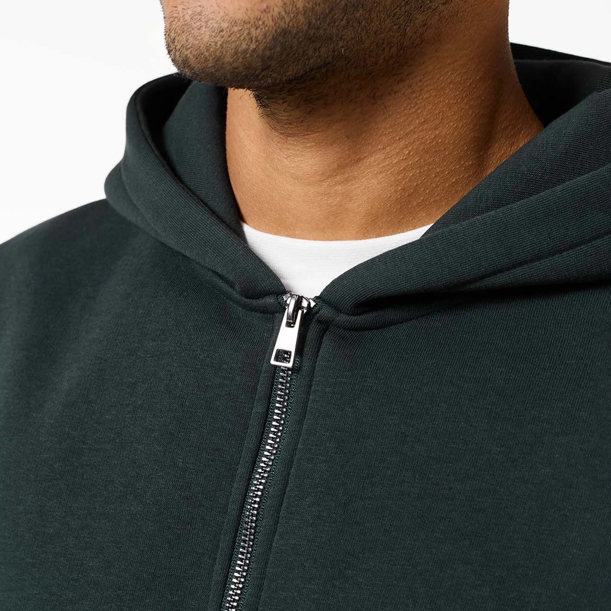 Relaxed Full Zip Hoodie | Forest Green - Image 3