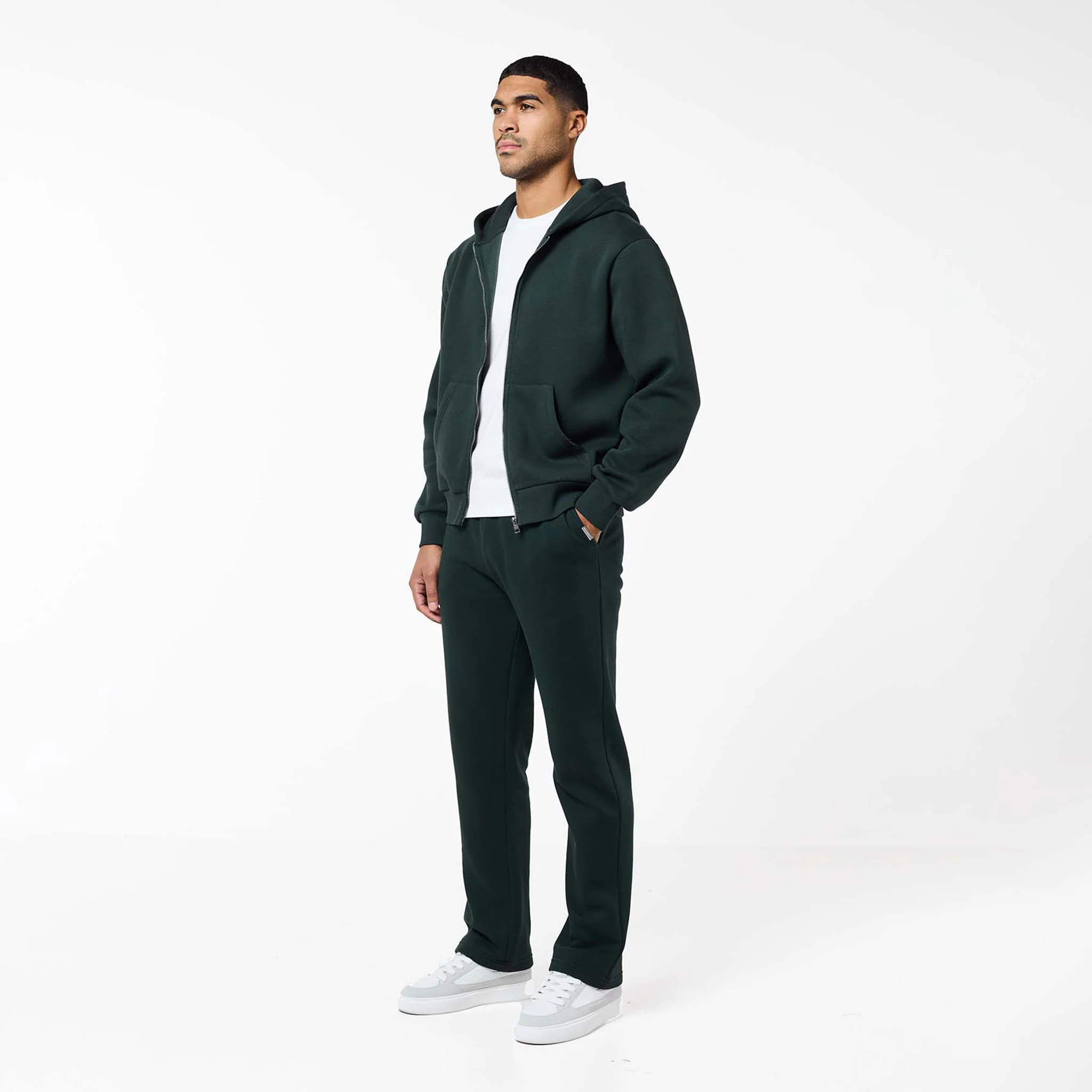 Relaxed Full Zip Hoodie | Forest Green - Image 4