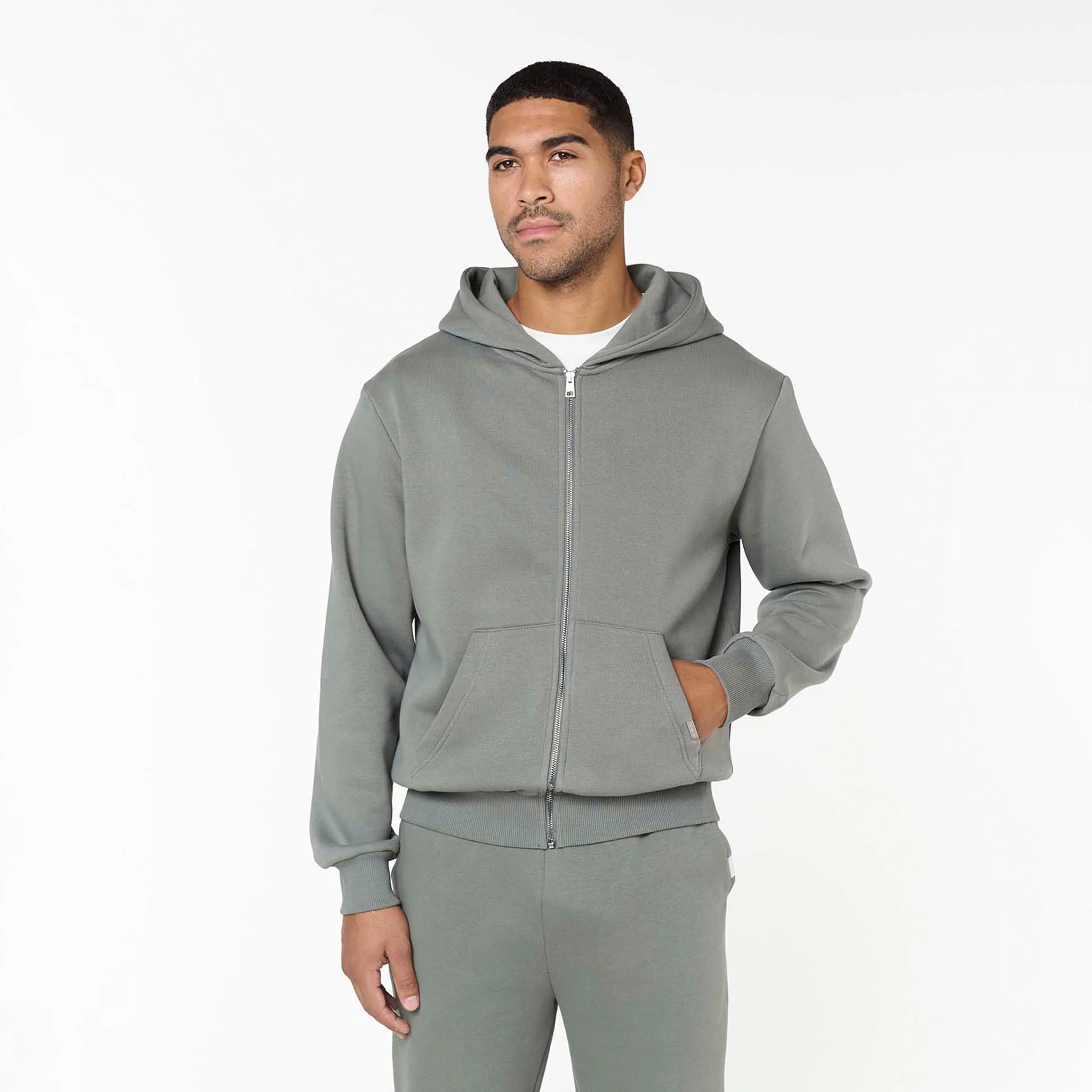 Relaxed Full Zip Hoodie | Khaki