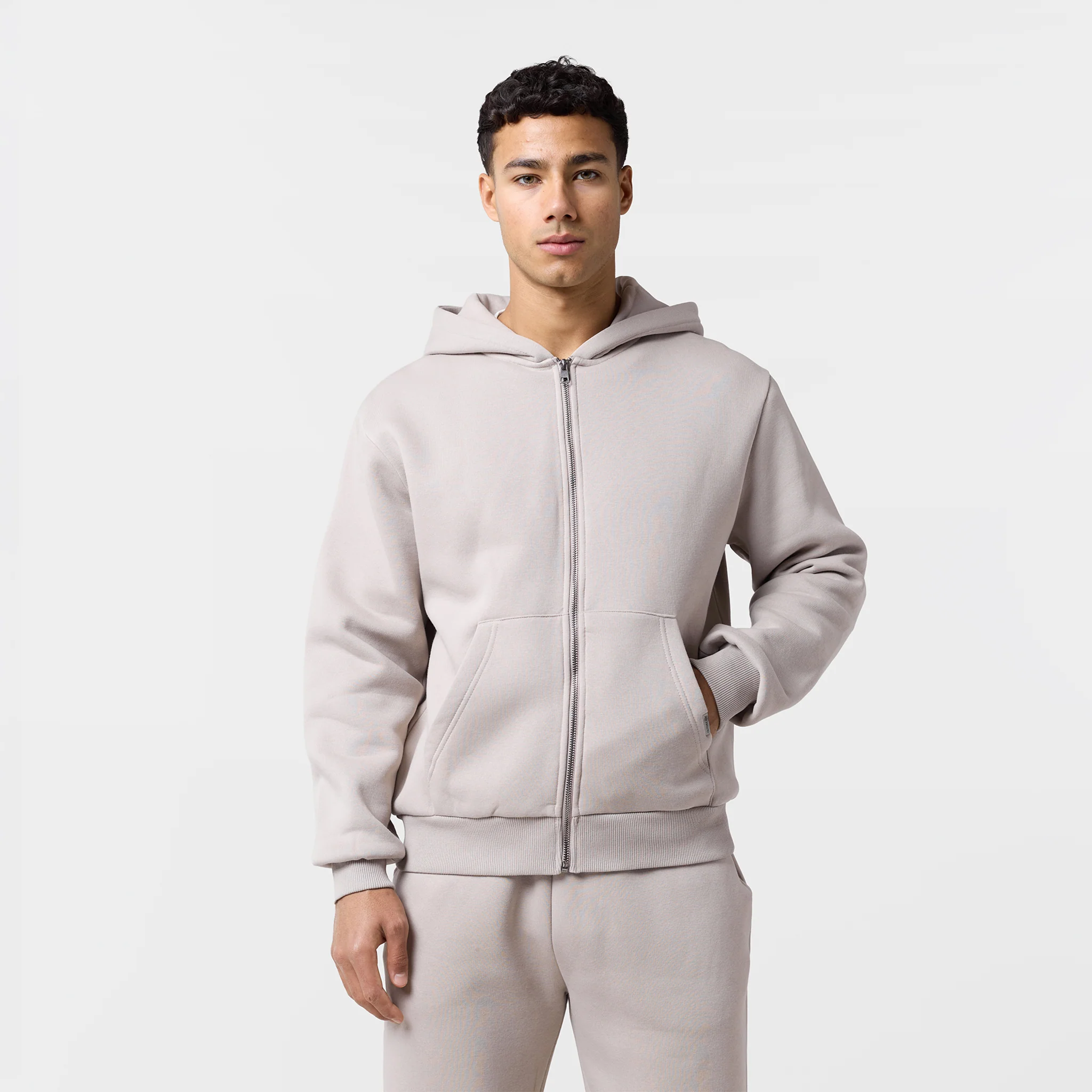 Relaxed Full Zip Hoodie | Sand