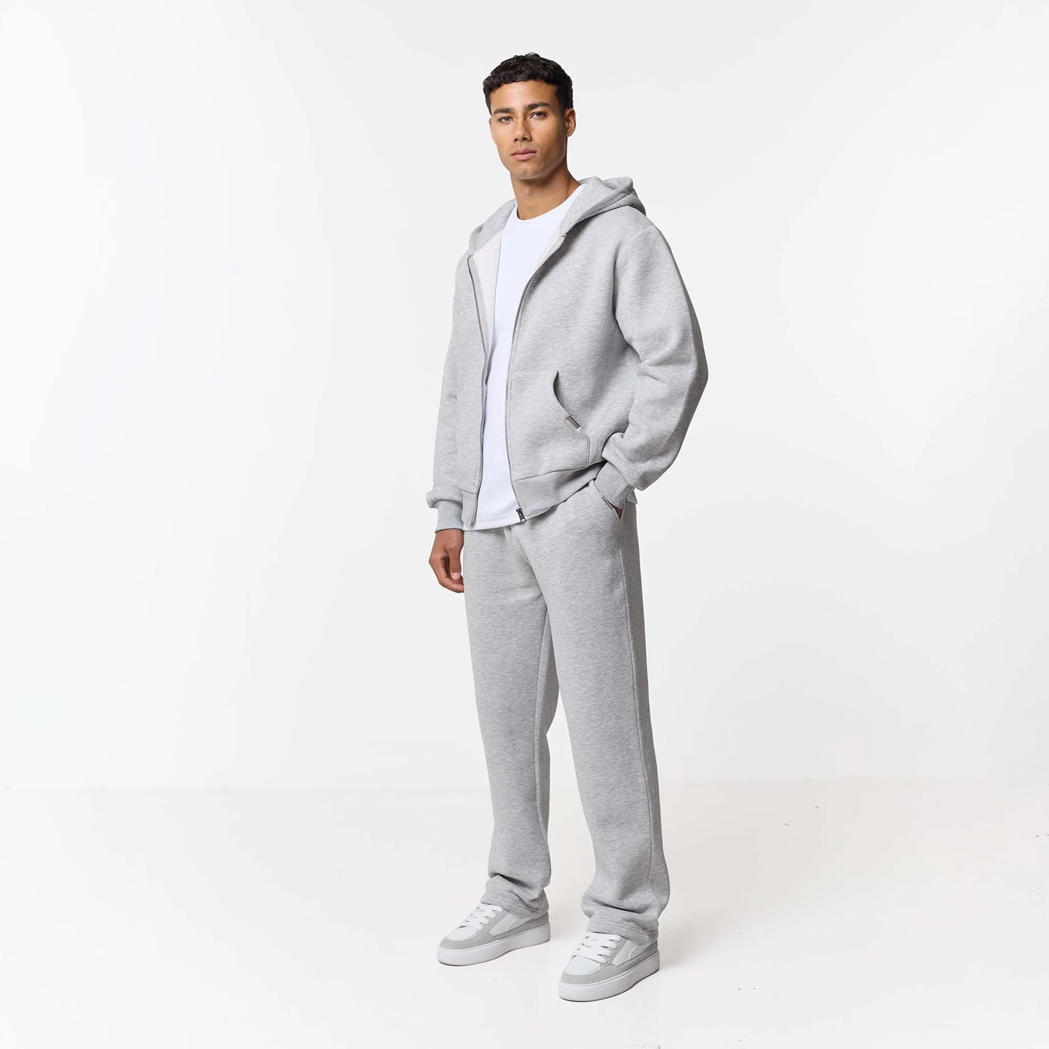 Relaxed Full Zip Hoodie | Grey Marl - Image 6