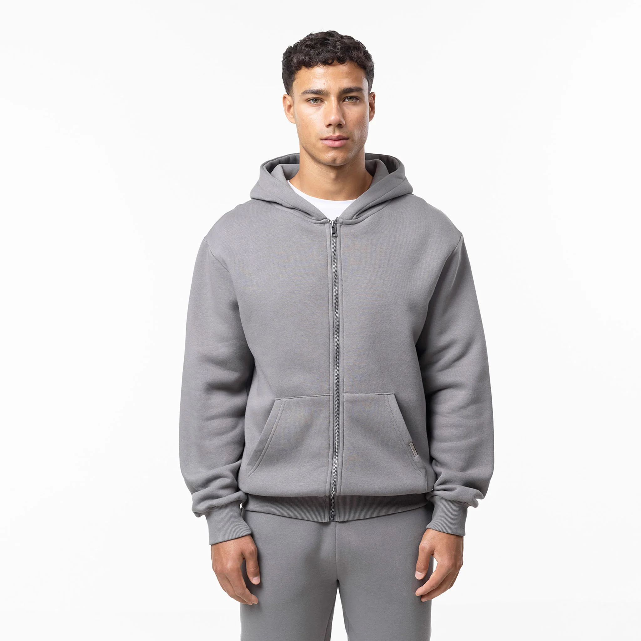 Relaxed Full Zip Hoodie | Mid Grey